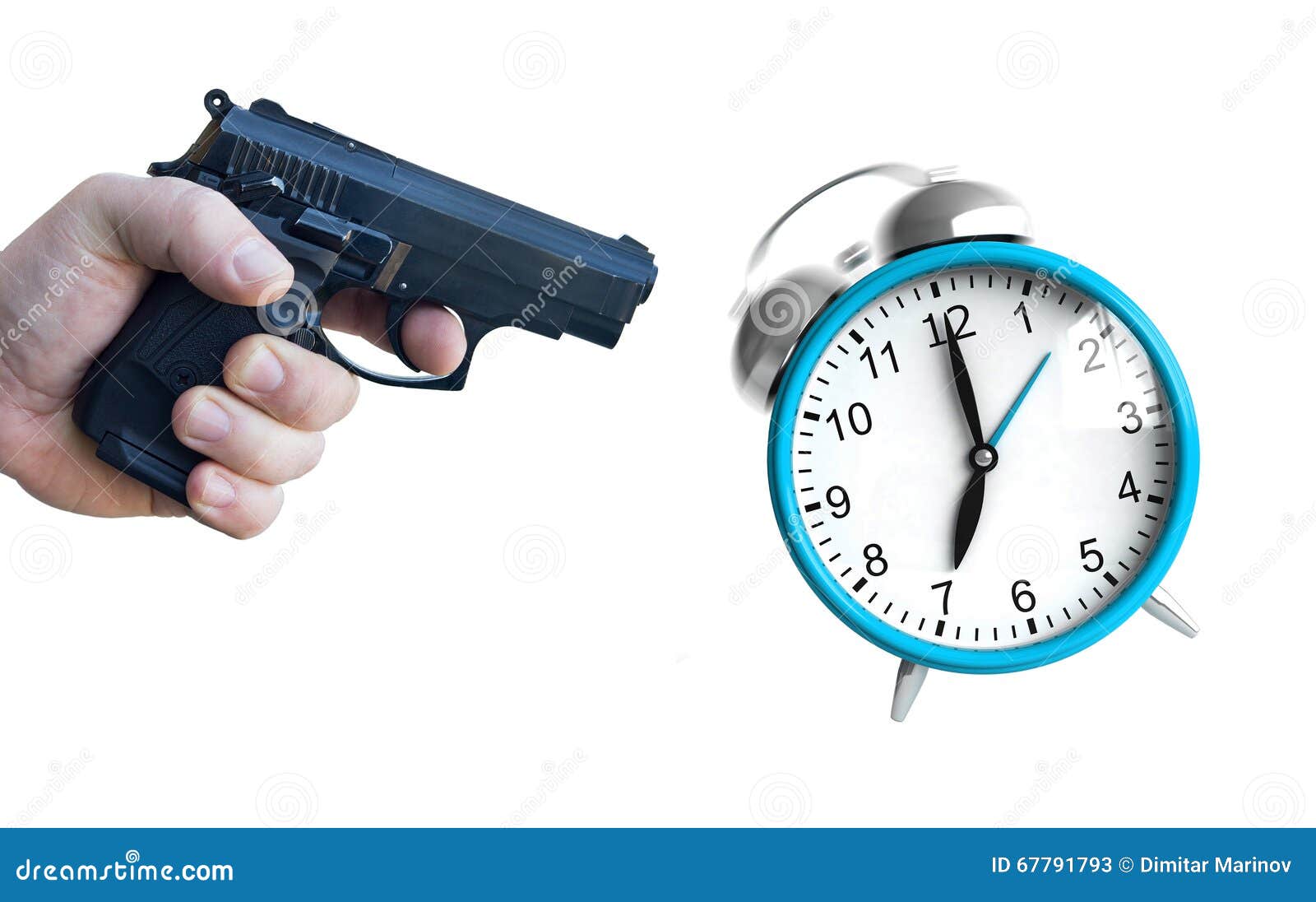 Clock and pistol stock illustration. Illustration of clock 67791793