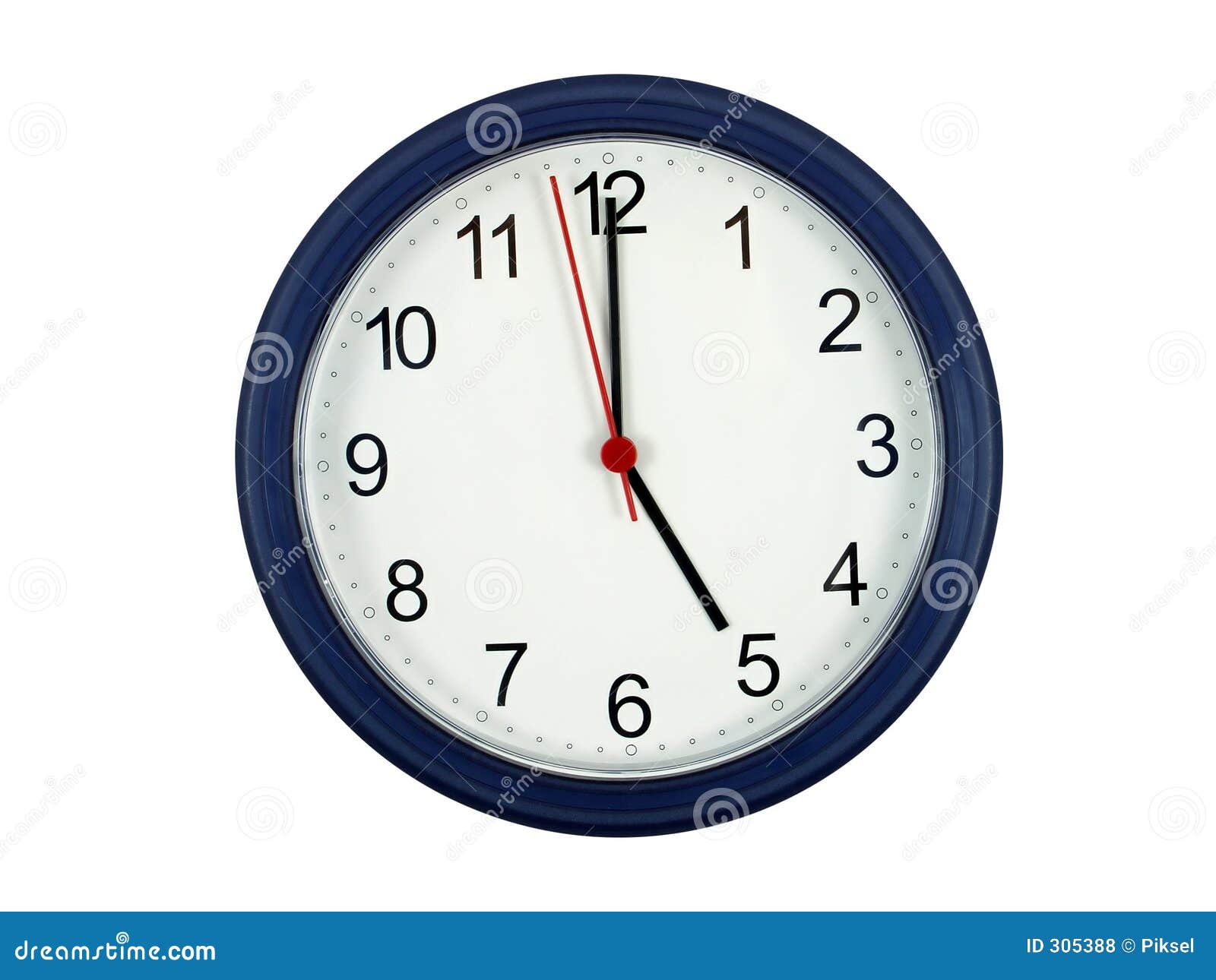 clock showing 5 o'clock