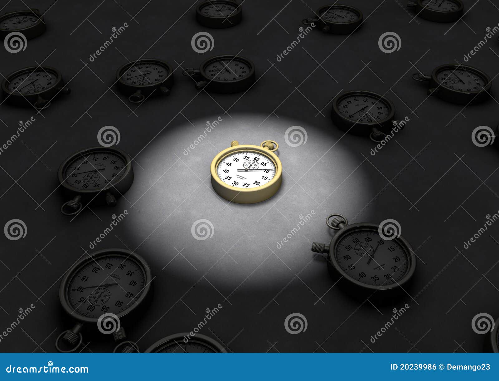 Clock in the spotlight stock illustration. Illustration of time 20239986