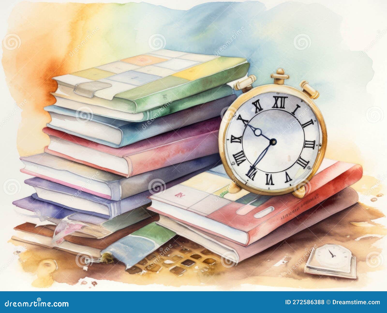 A Clock with a Stack of Numbers and Letters beside it Representing the