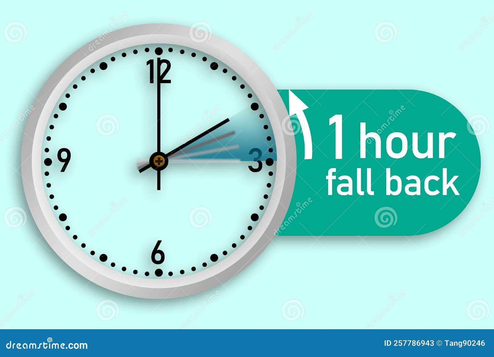 Clock Switch To Winter Time Isolated on White Stock Illustration