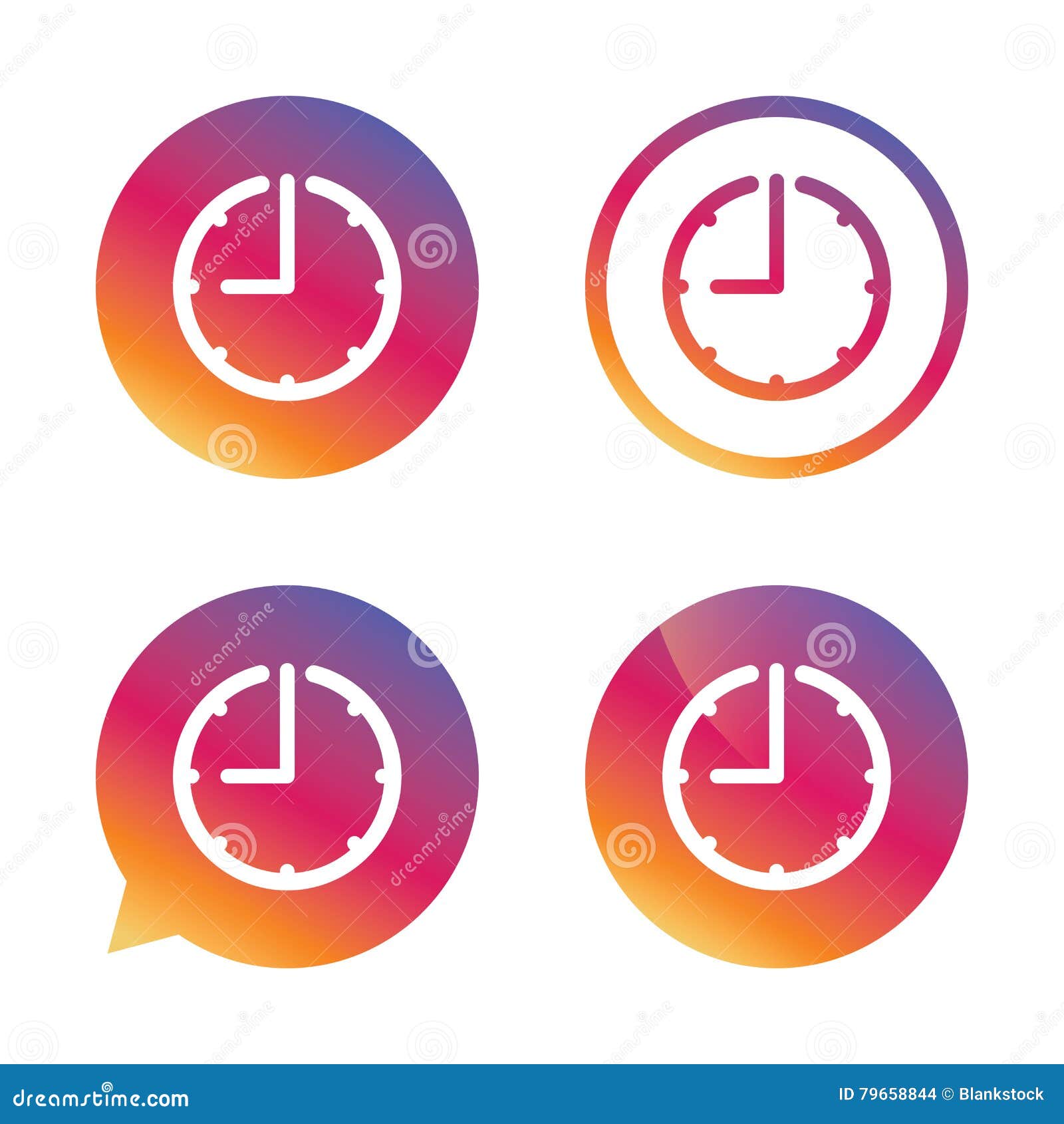Clock Time Sign Icon. Watch or Timer Symbol Stock Vector Illustration