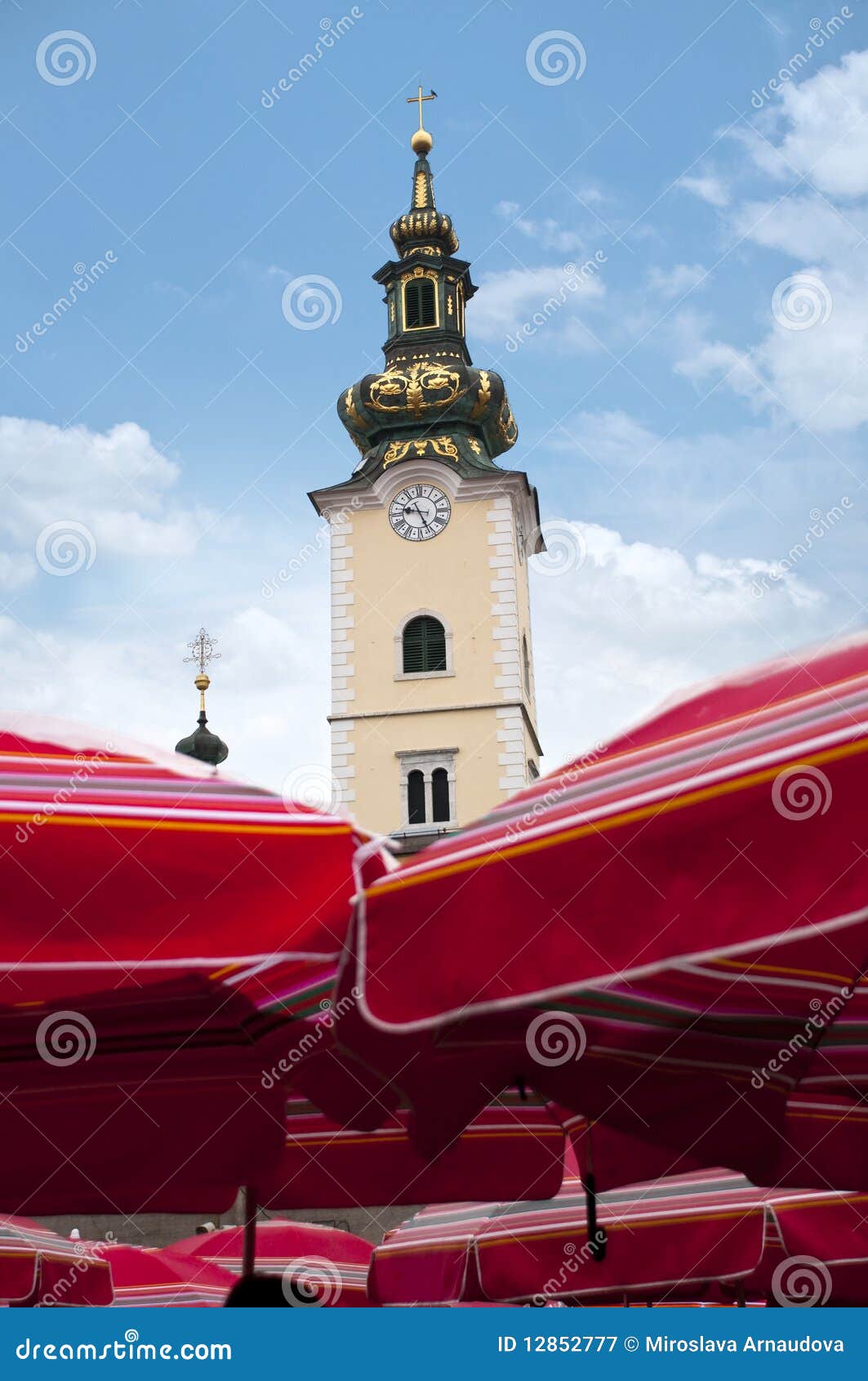 Clock tower stock image. Image of zagreb, street, architecture 12852777