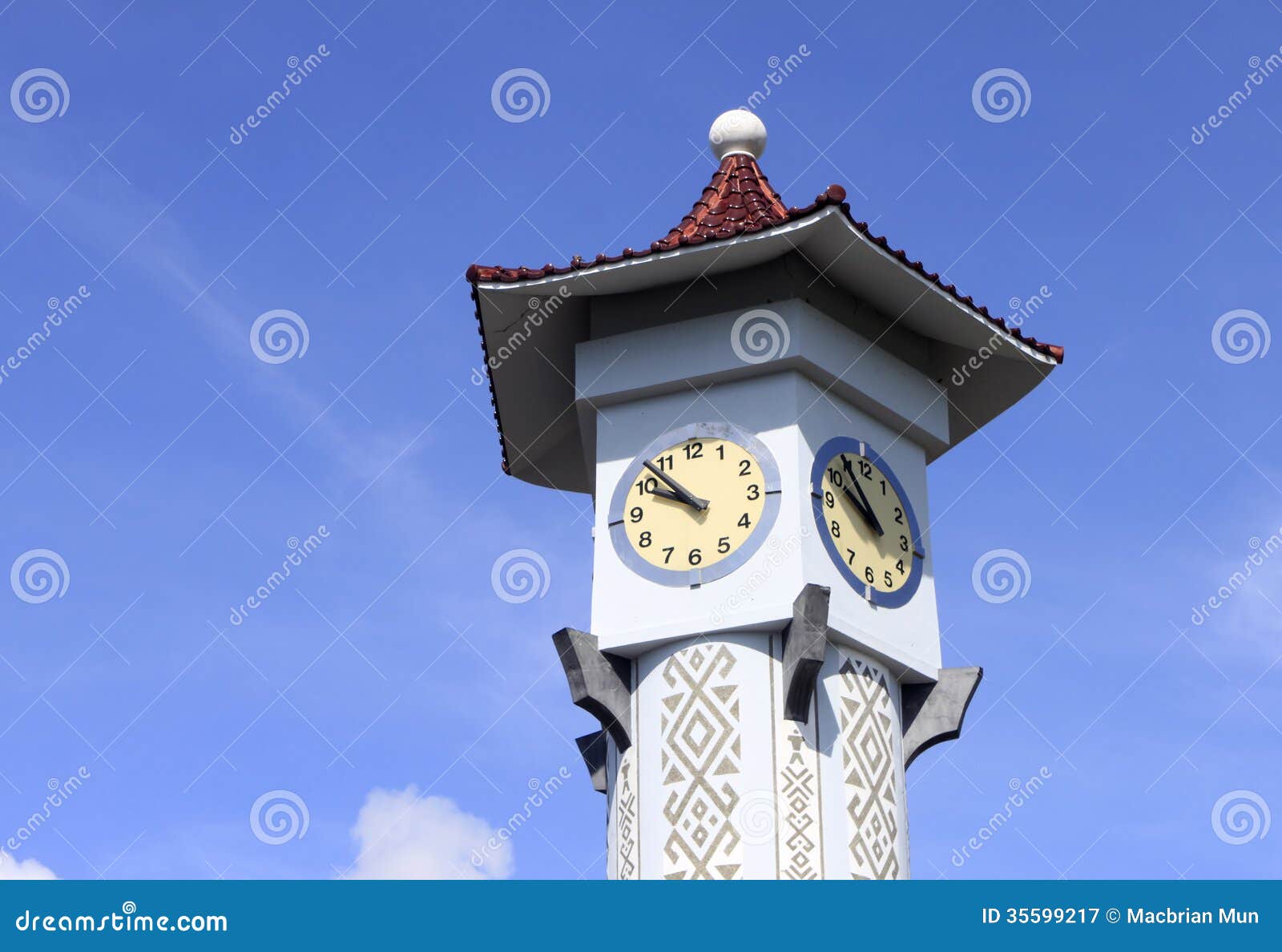 Clock Tower with Blue Sky at Sabah, Malaysia Stock Image Image of
