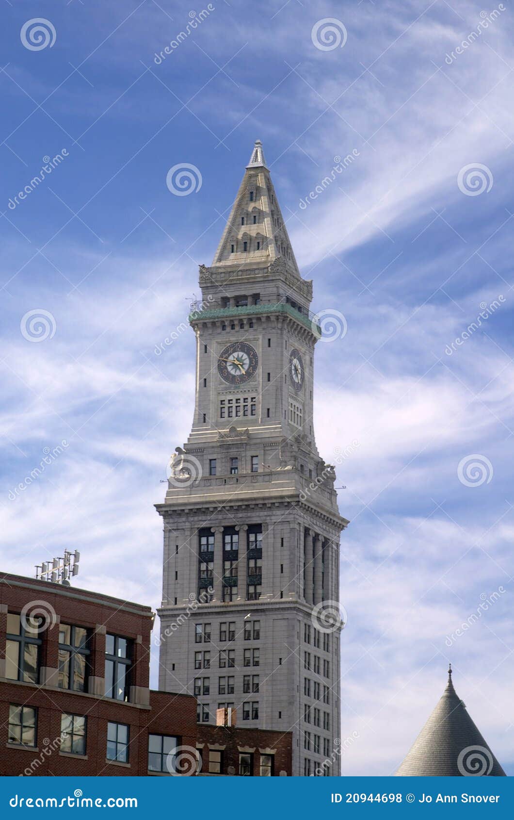 Clock tower Boston stock photo. Image of seagull, customs 20944698