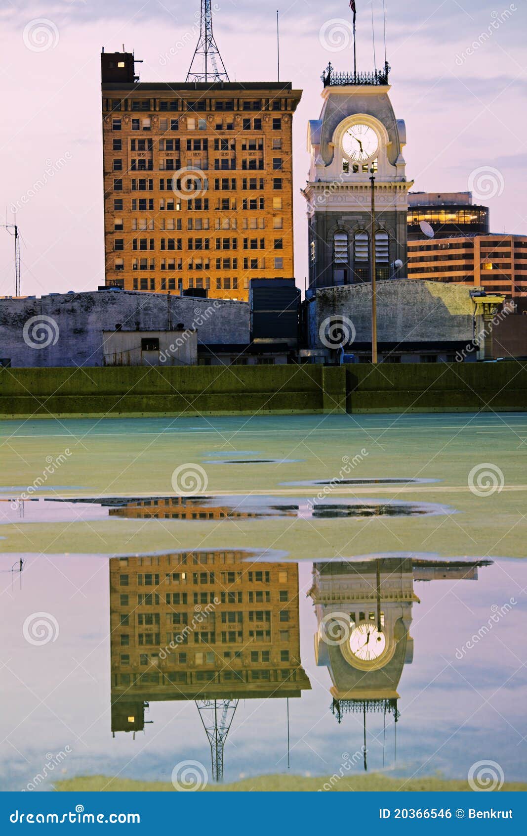 Clock Tower City Hall stock photo. Image of reflection 20366546