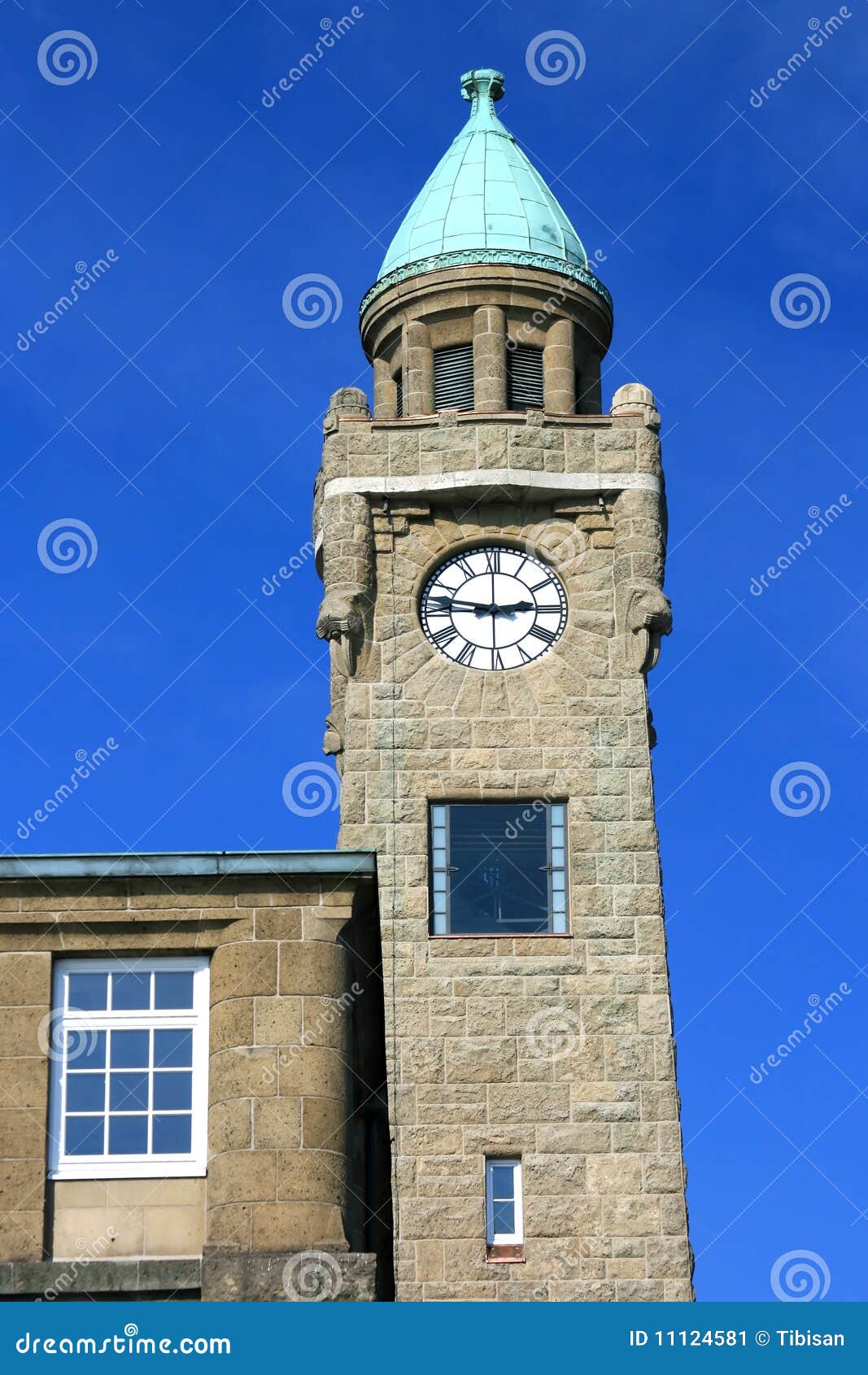 Clock Tower in Hamburg Harbor (Germany) Stock Image Image of shadow