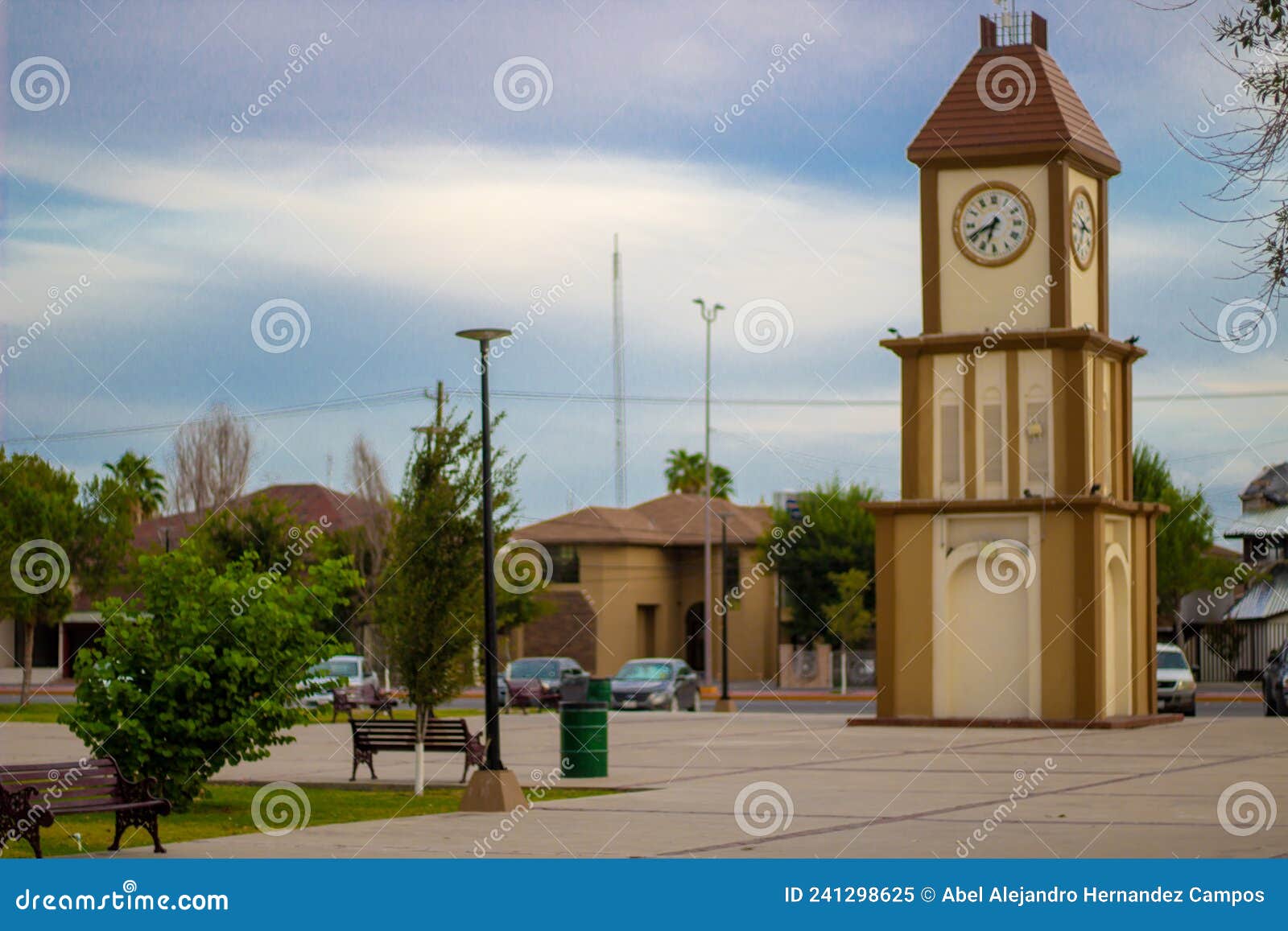 clock tower of macroplaza of the city of piedras negras coahuila