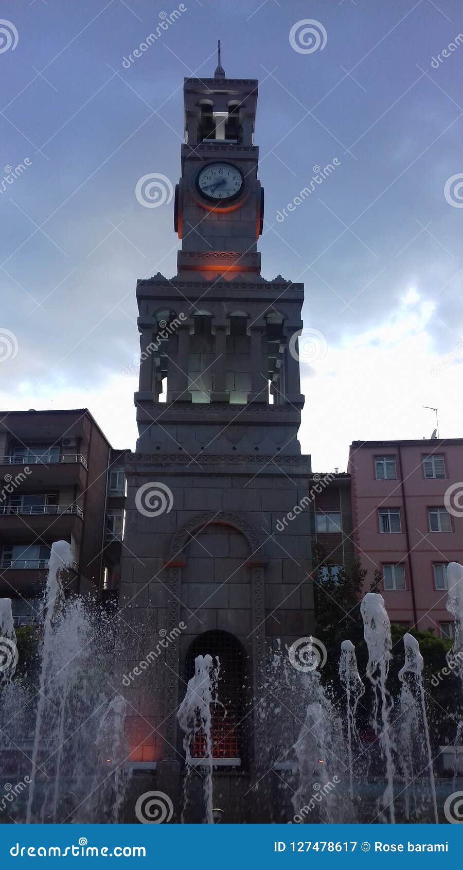 Clock tower stock image. Image of evening, water, clock 127478617