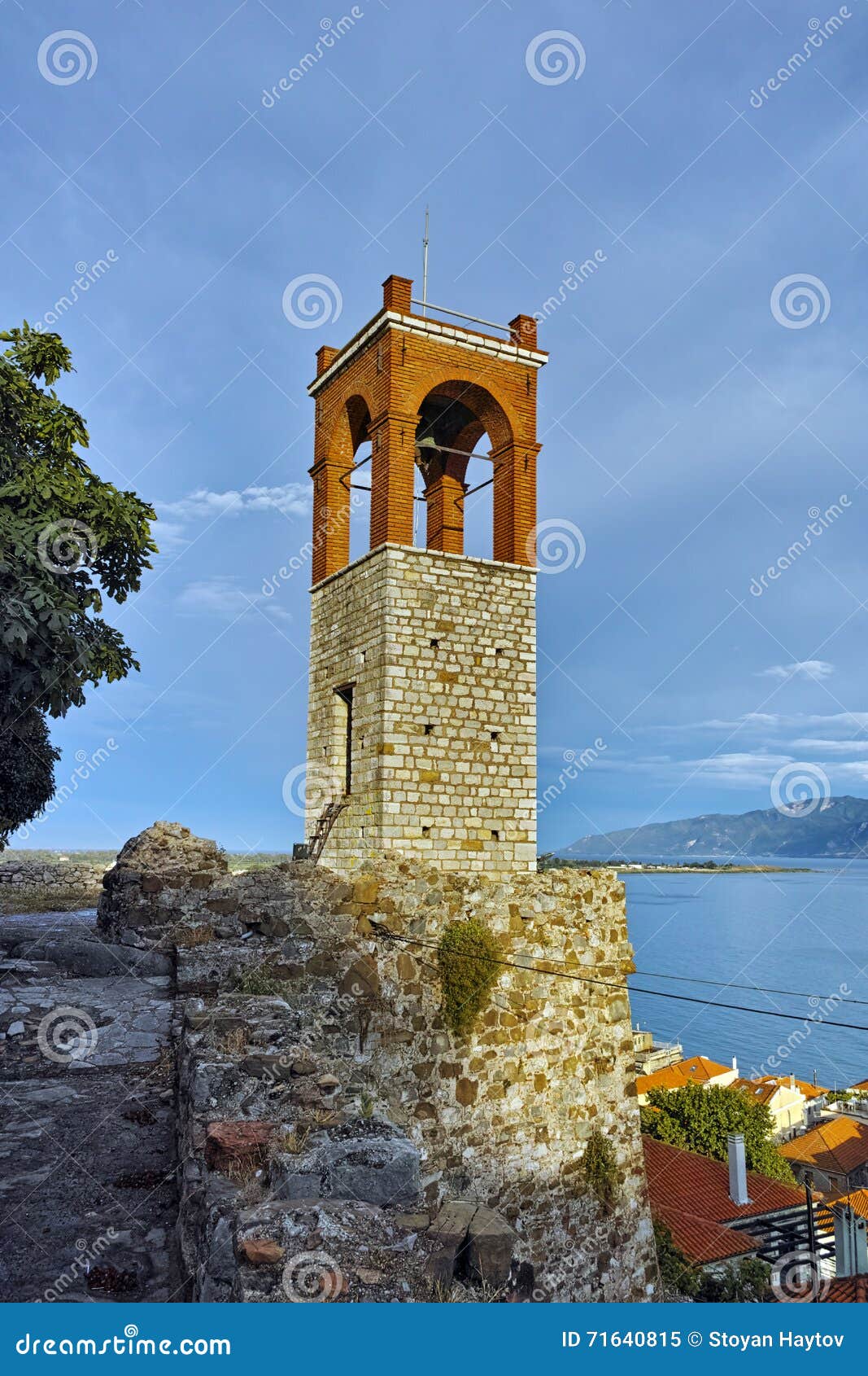 Clock Tower in Nafpaktos Town, Greece Stock Image Image of relax