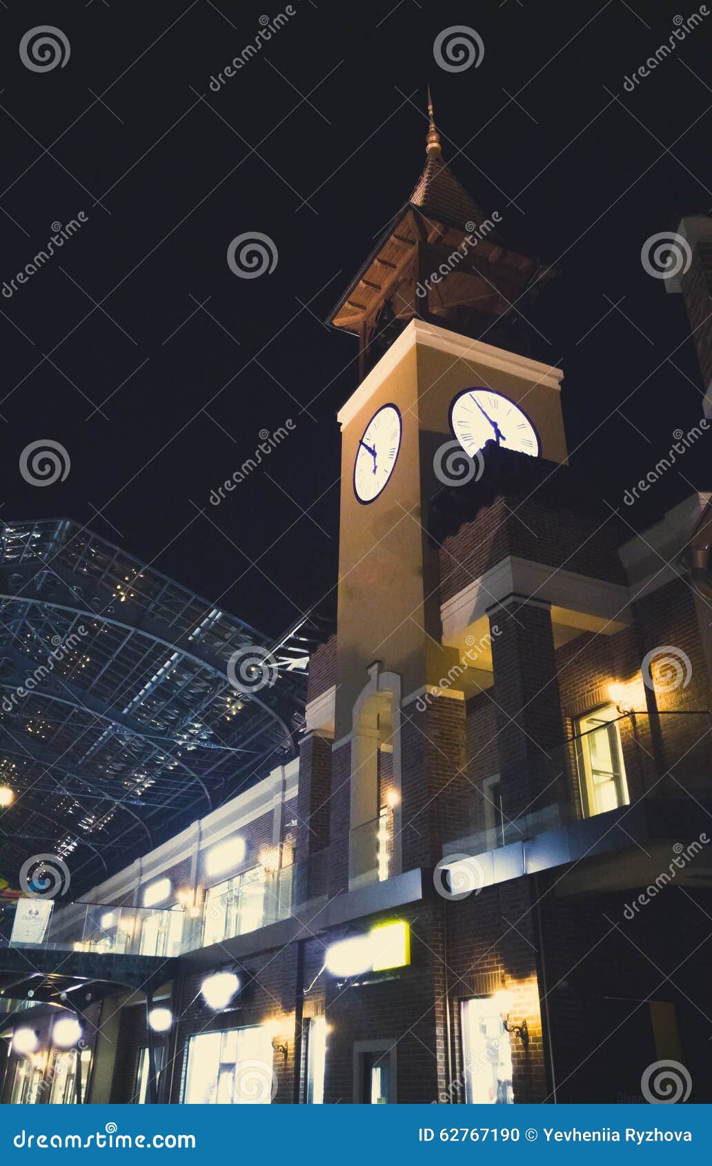 Clock tower at night stock photo. Image of classic, dark 62767190