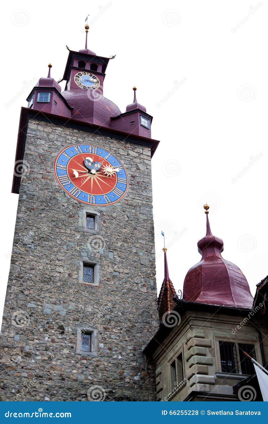 Clock Tower in Old Town City Lucerne, Stock Photo Image of famous