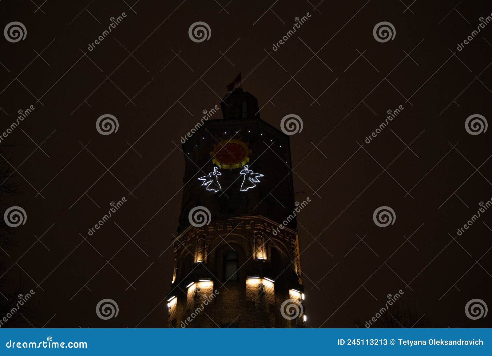 Clock Tower, Water Tower, Evening Tower. Stock Image Image of urban