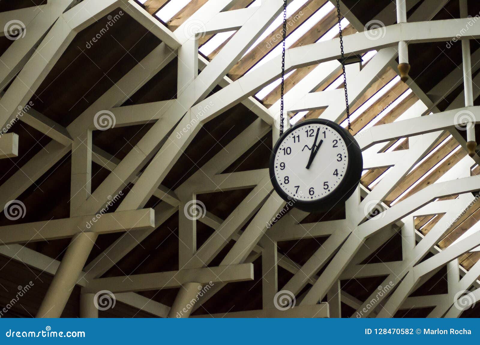 Clock at a train station stock photo. Image of time 128470582