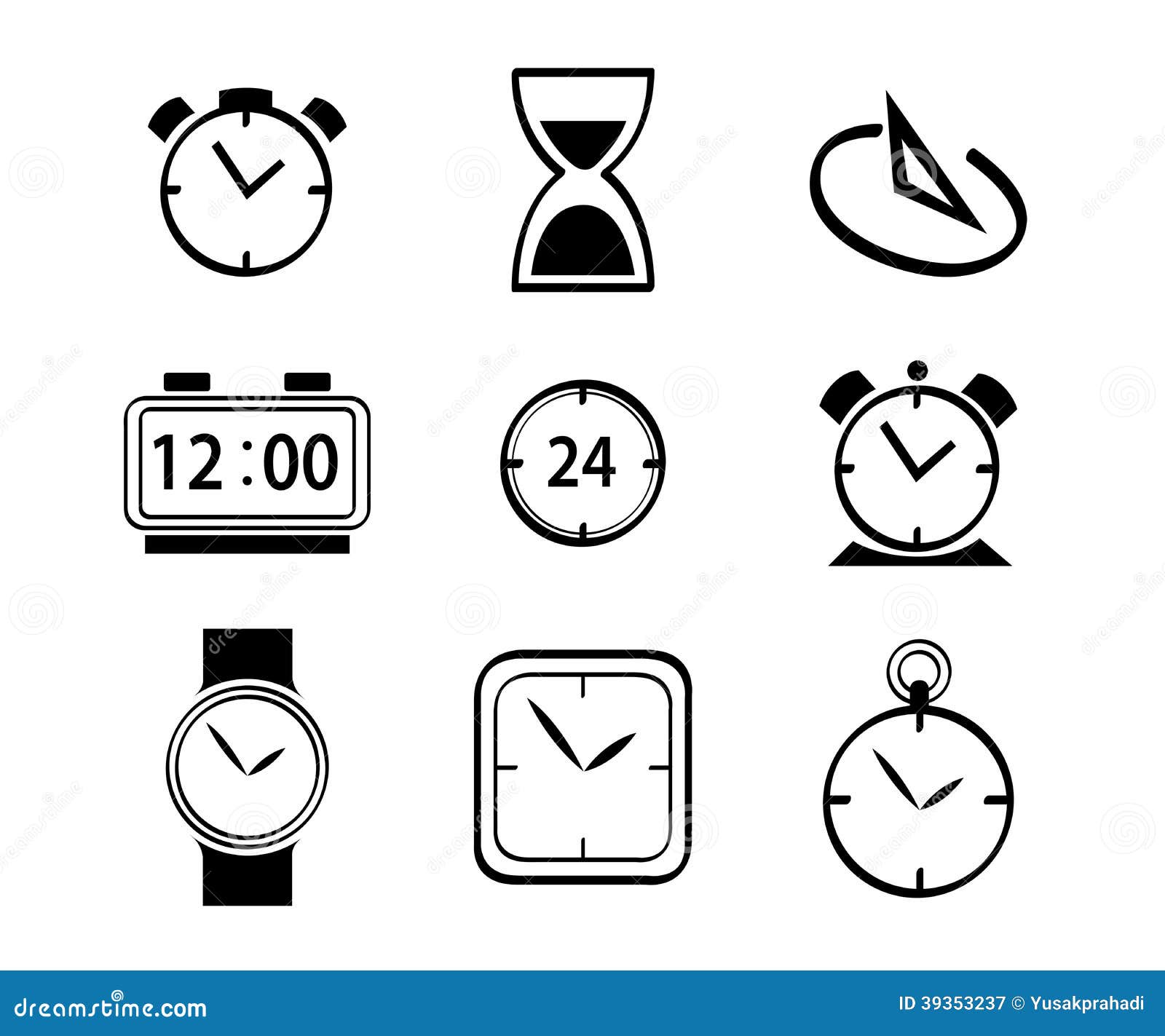 Clock and watch set stock vector. Illustration of icon 39353237