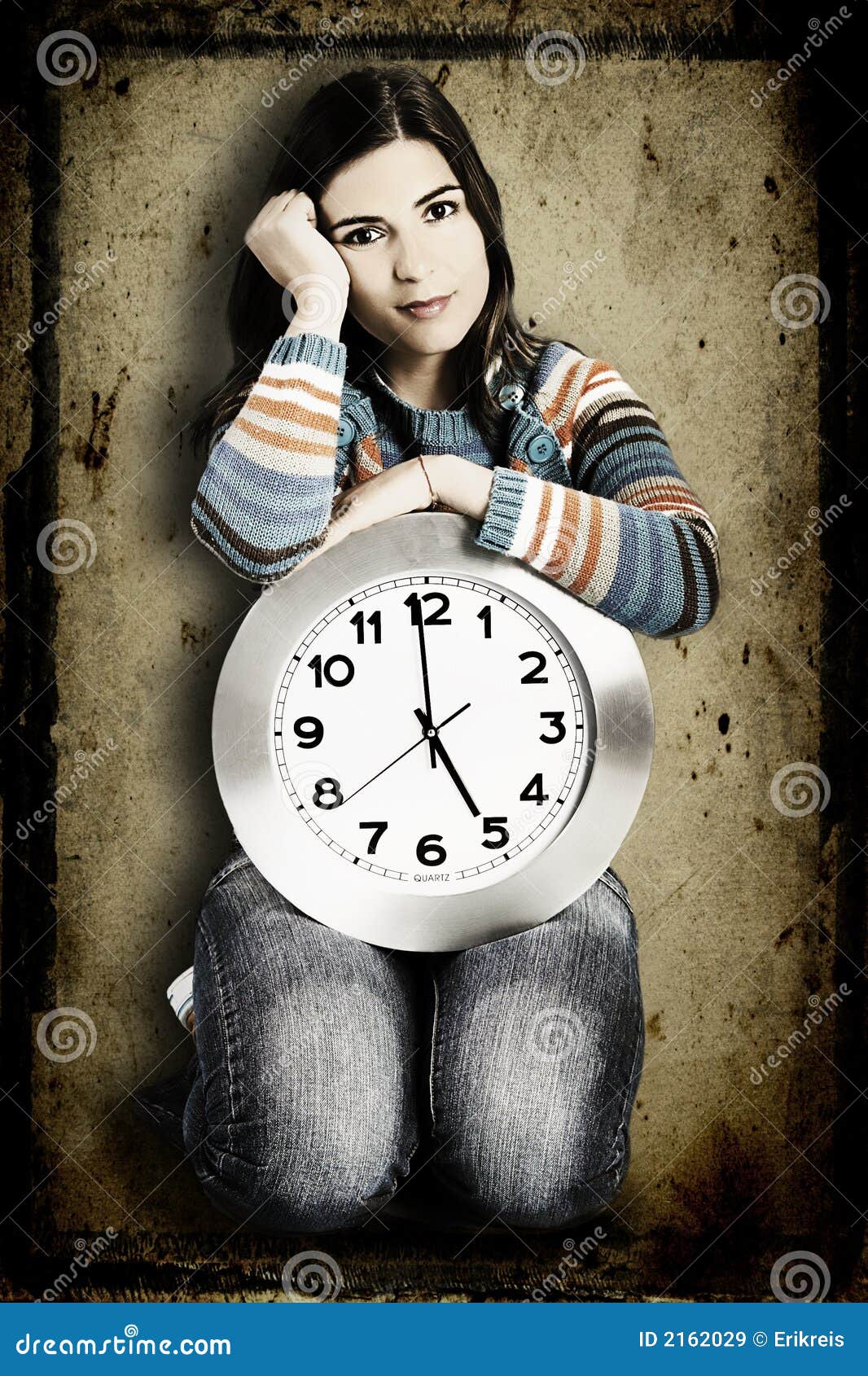 Clock Woman stock image. Image of adult, gesture, pose 2162029