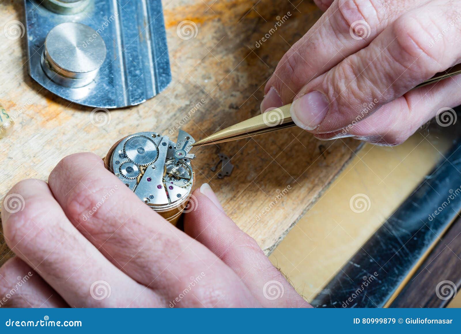 Clockmaker Fixing an Opened Watch Stock Image Image of vintage