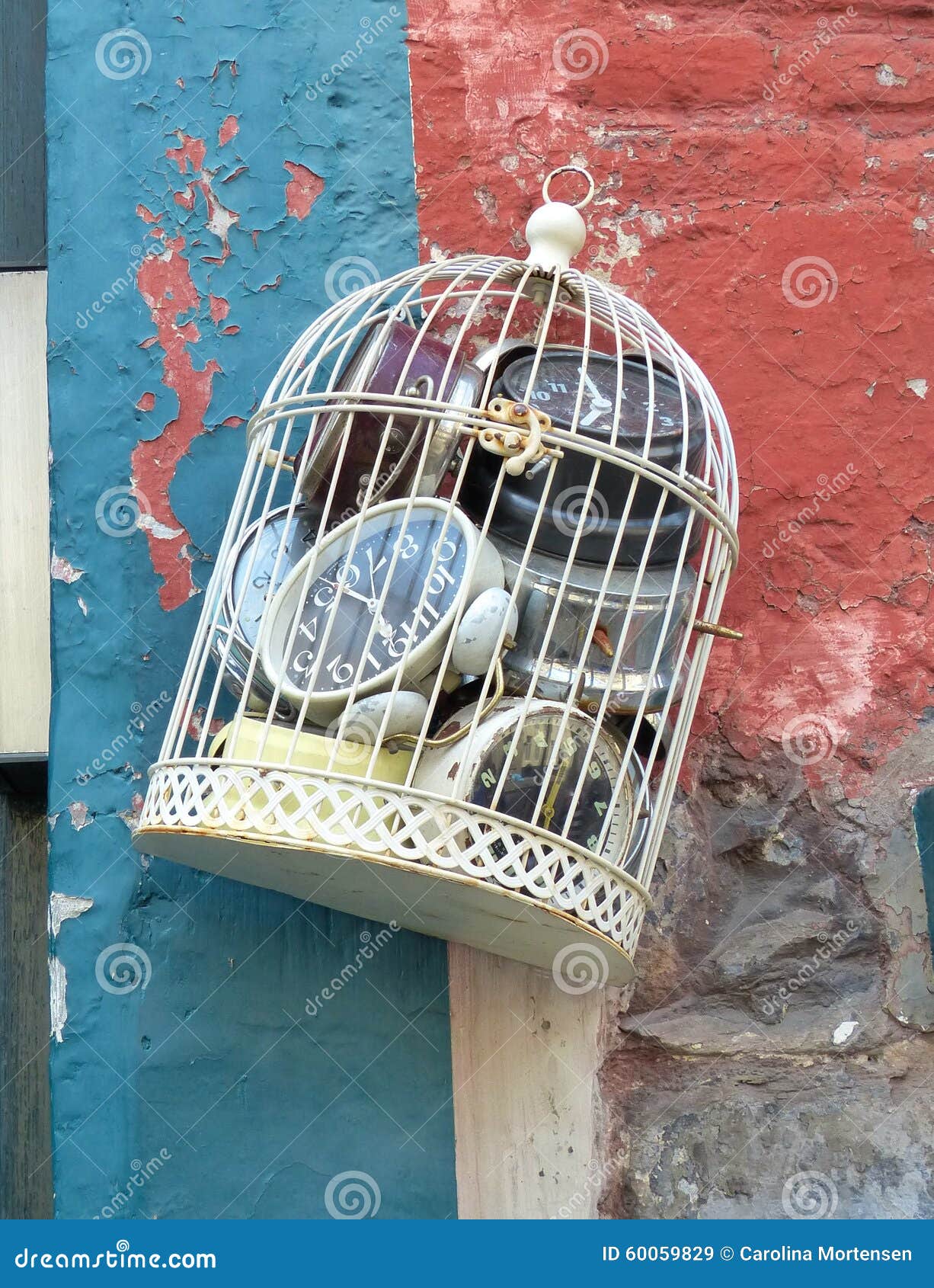 Clocks in a bird cage stock image. Image of white, stone - 60059829