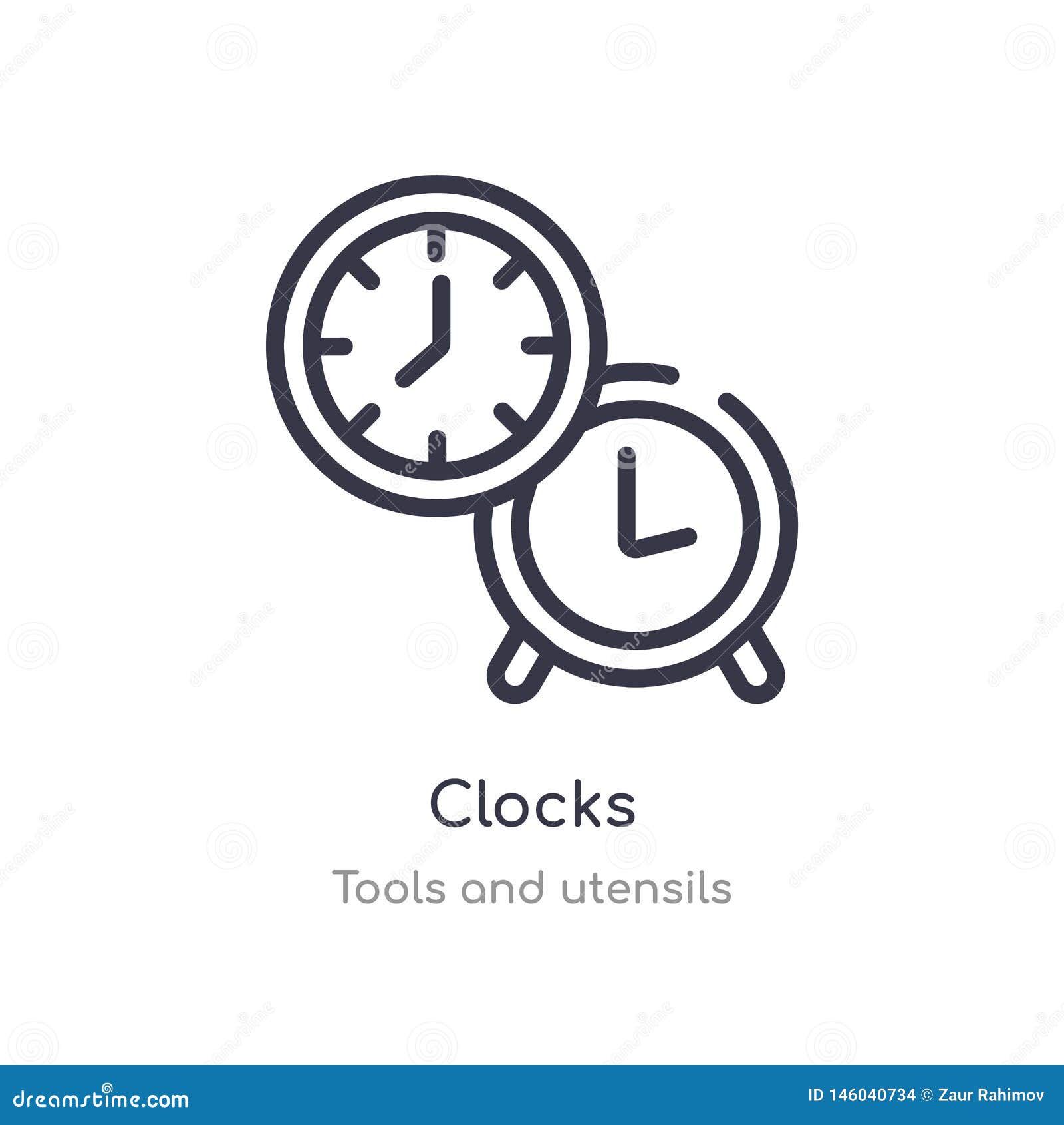 Clocks Outline Icon. Isolated Line Vector Illustration from Tools and