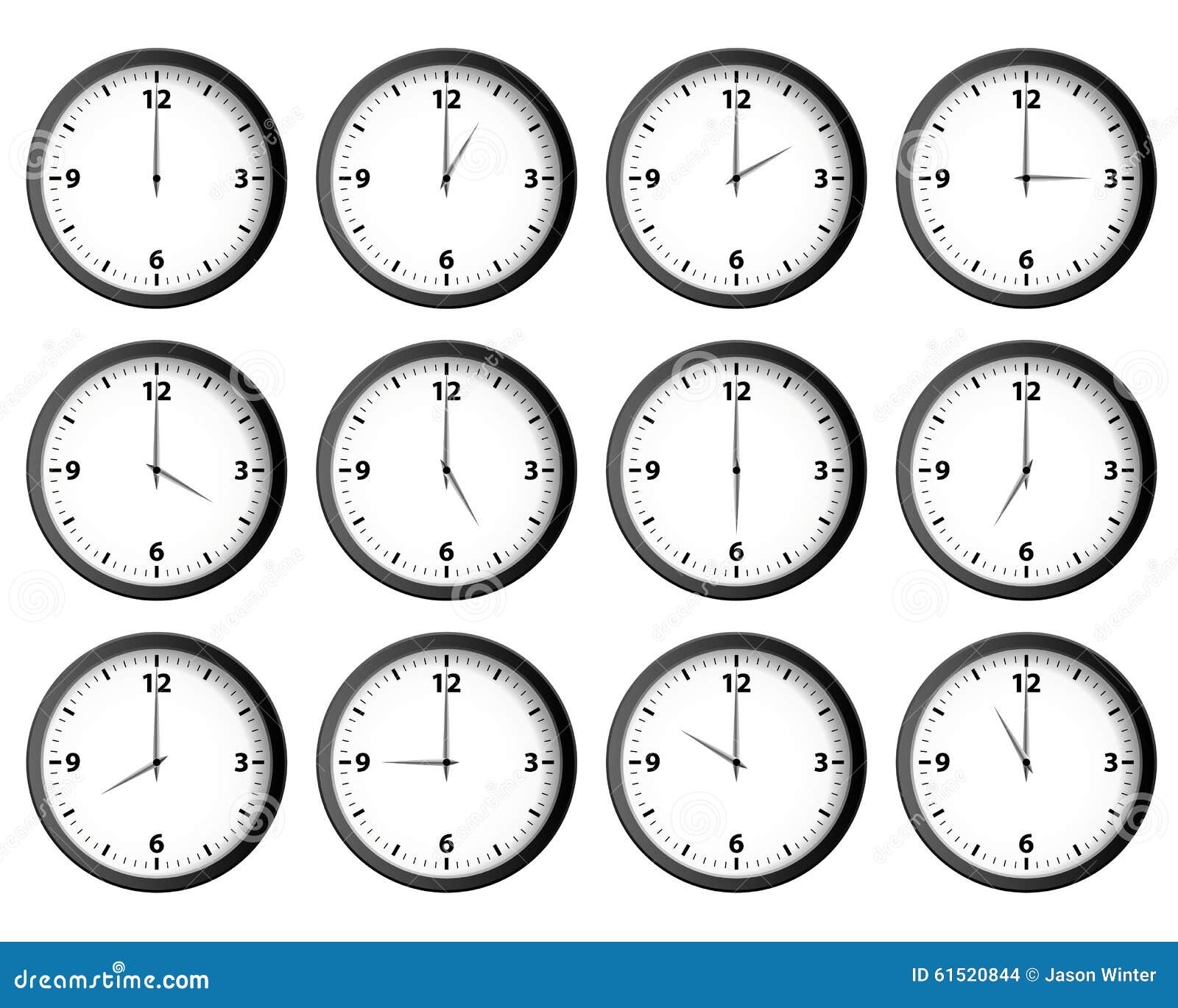 Clocks Set stock vector. Illustration of watch, hand - 61520844