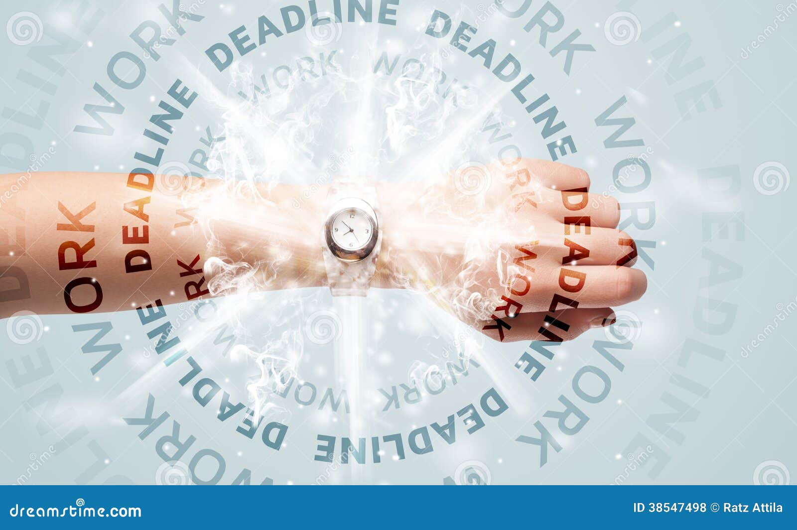 Clocks with Work and Deadline Round Writing Stock Photo Image of