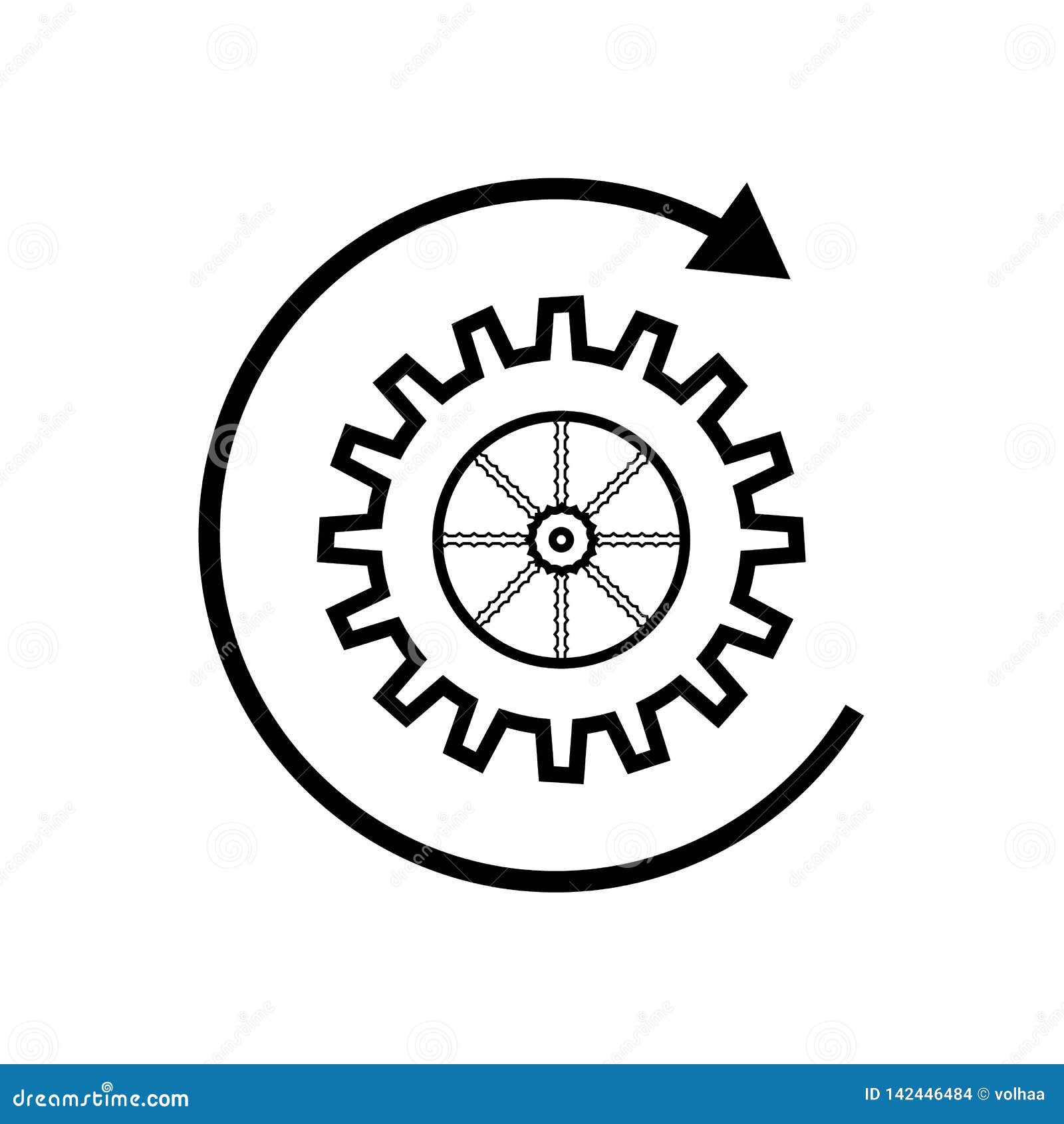 Clockwise gear vector icon stock vector. Illustration of arrow 142446484
