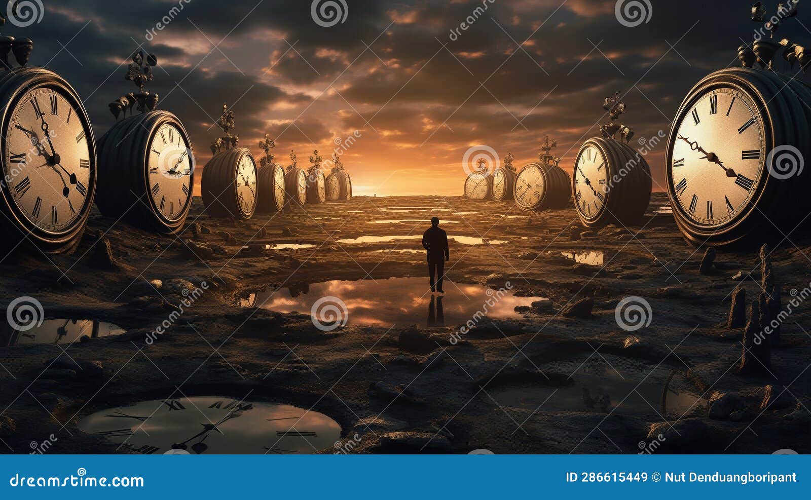 clockwork dreamscape: temporal vortex surreal landscape