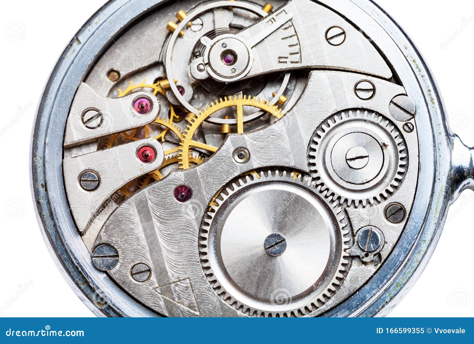 Clockwork of Mechanical Pocket Watch Isolated Stock Image Image of