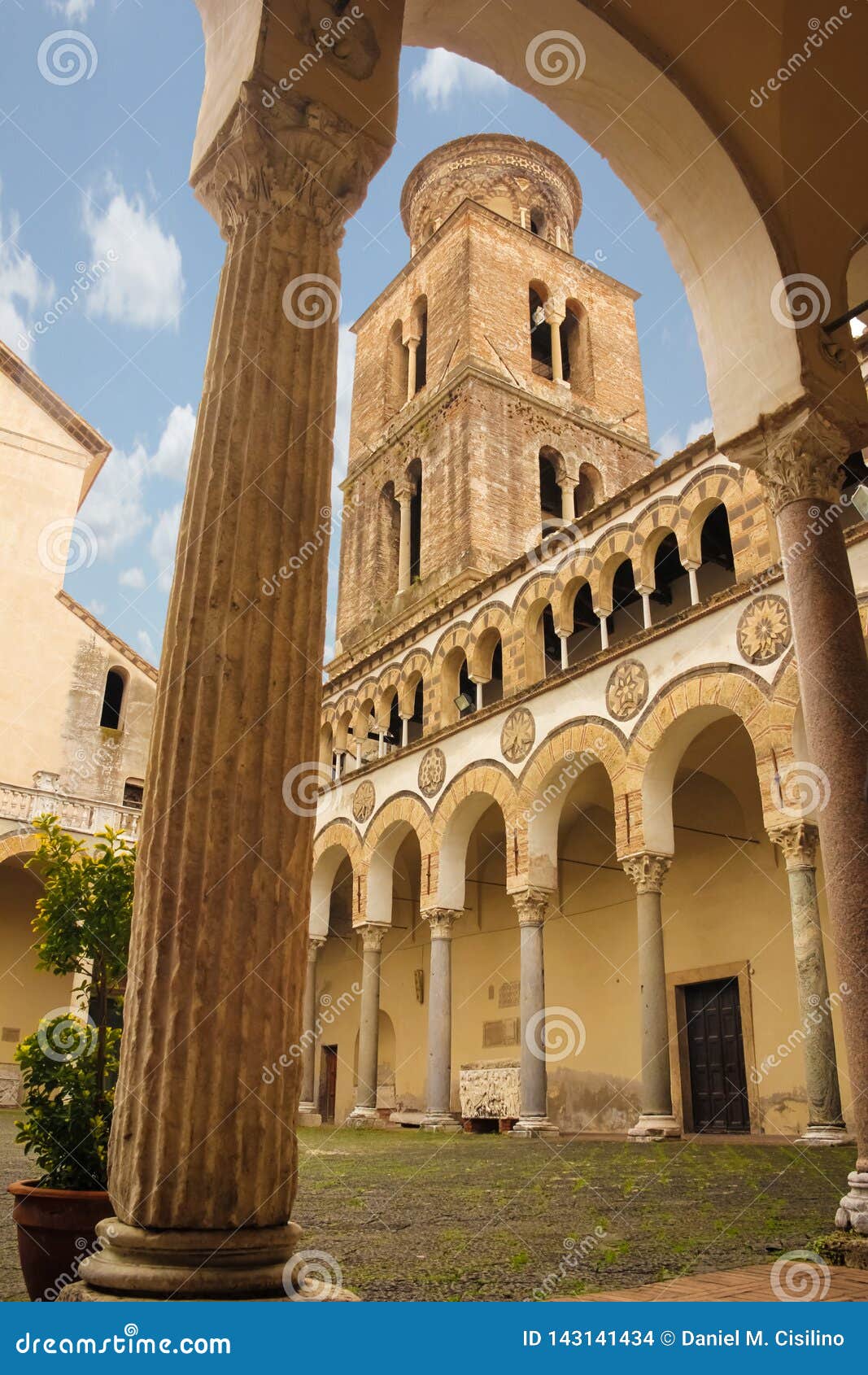cloister and bell tower. cathedral, salerno. italy