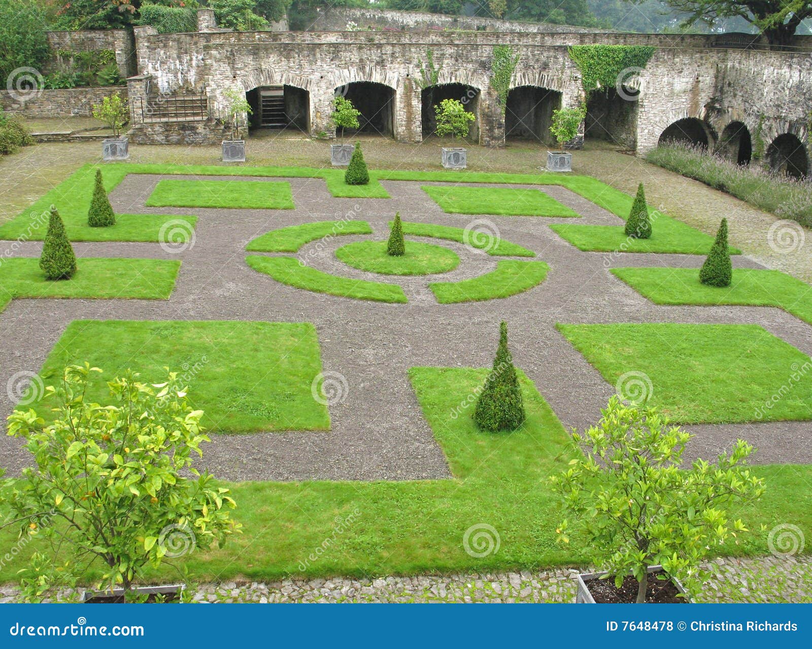 cloister garden at aberglasney, wales uk