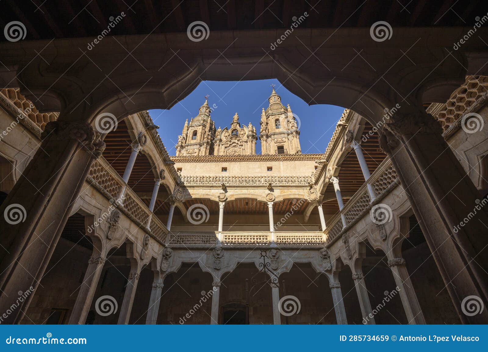 cloister of the public library, casa de las conchas, salamanca, castilla y leon, spain