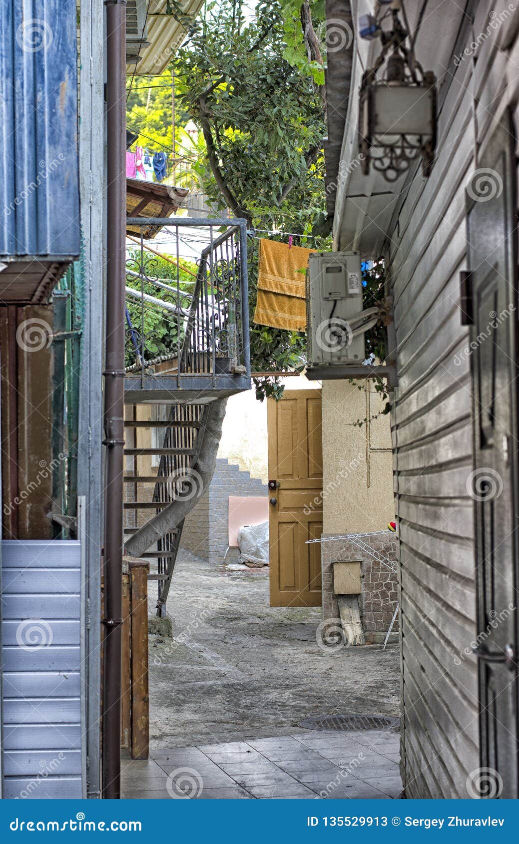 Close Courtyard In A Residential Urban Area Stock Image 