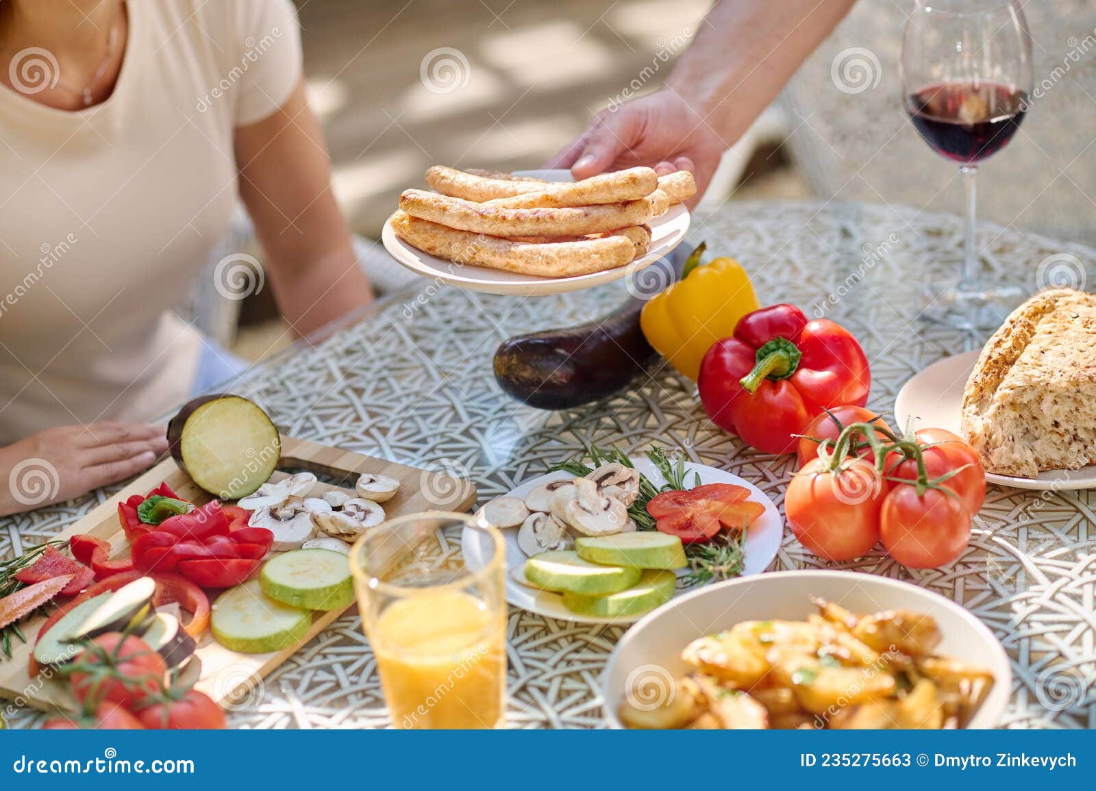 A Close of a Dinner Tables with Food on it Stock Image - Image of meal ...