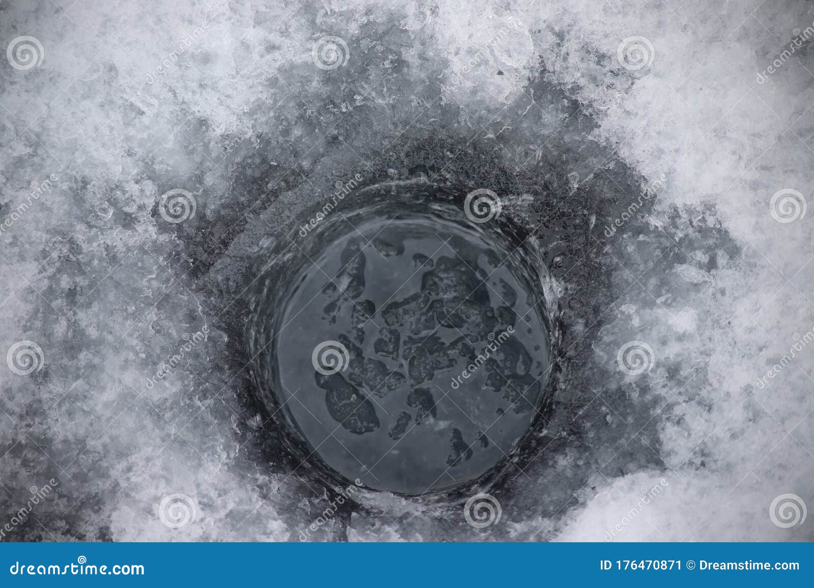 Black Ice Fishing Hole on Svalbard Stock Image - Image of svalbard