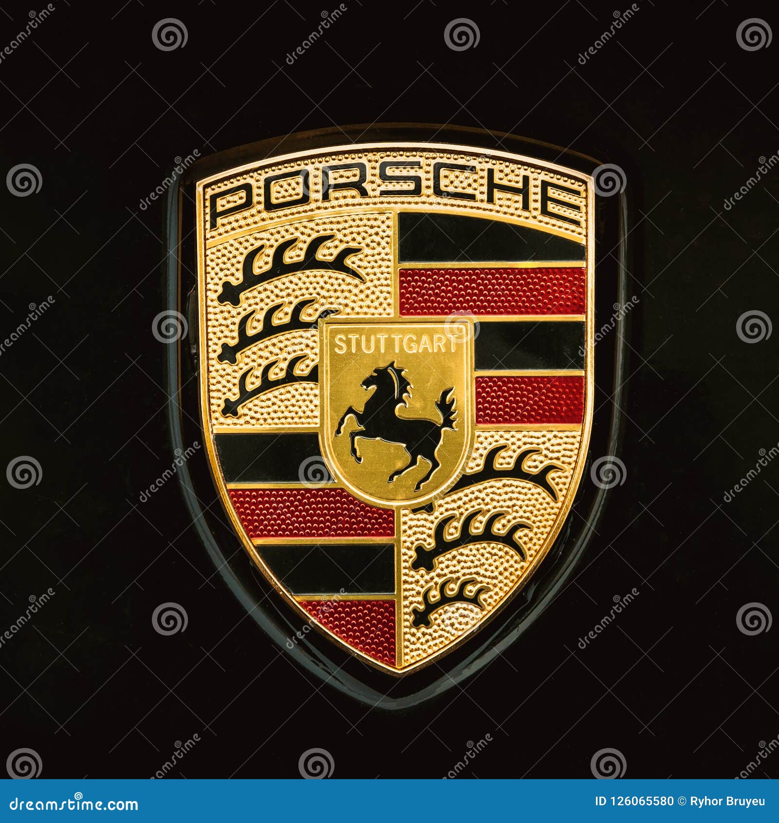 Close Logo Logotype Sign of Porsche on Black Background Editorial ...