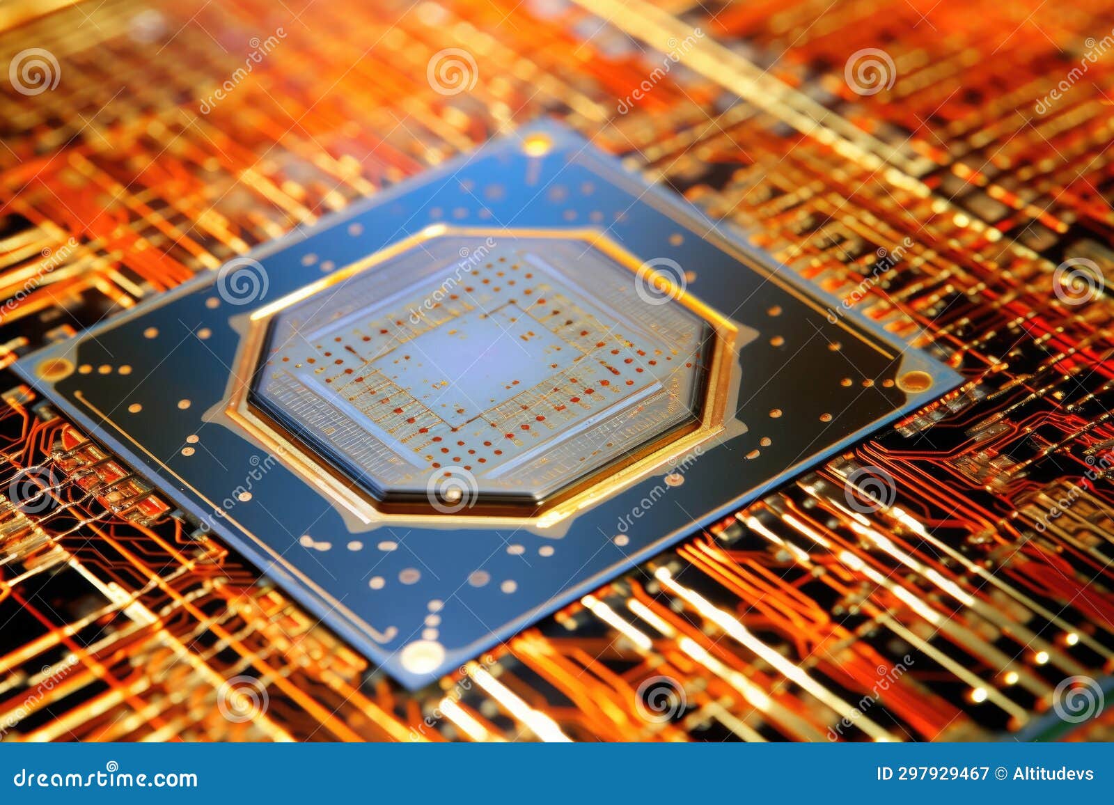 Close Perspective of a Silicon Chip Stock Image Image of