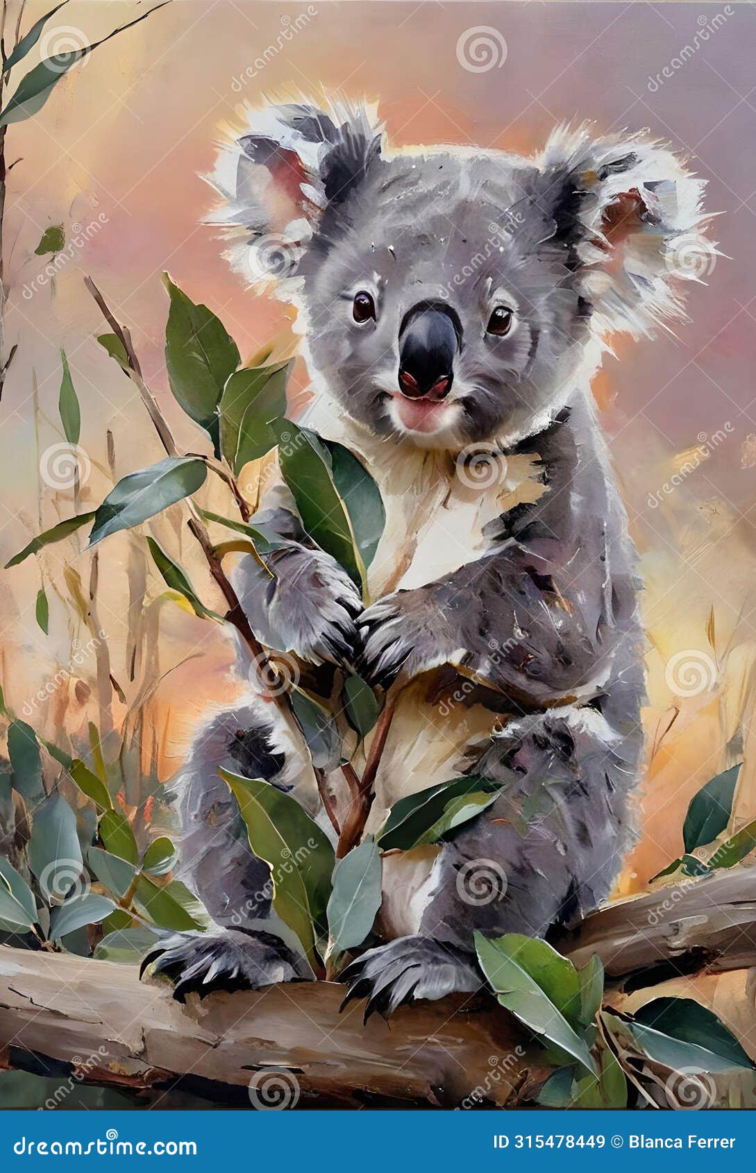 a koala marsupial sitting on a tree branch