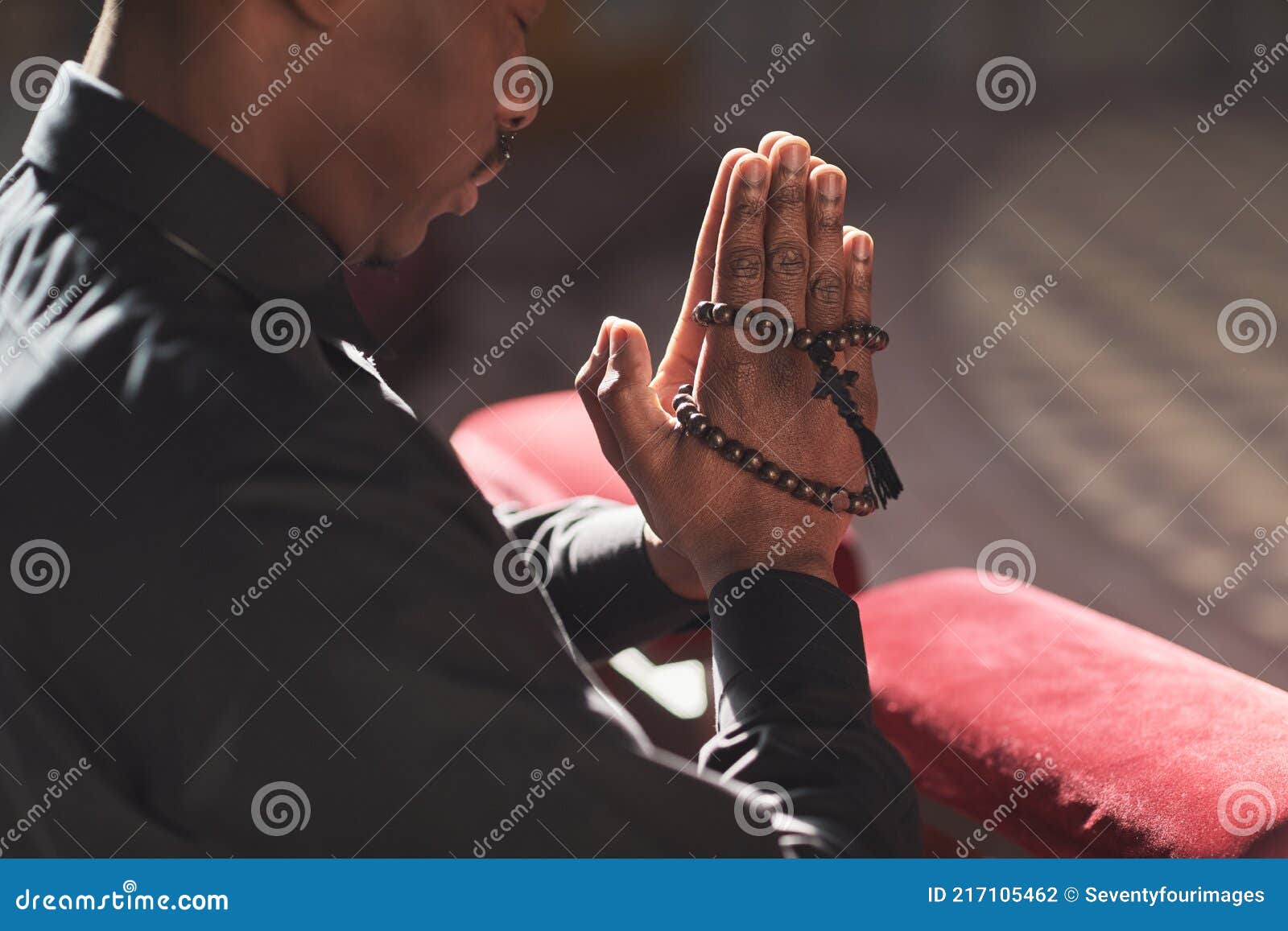 Catholic with Rosary Praying Stock Photo - Image of nature