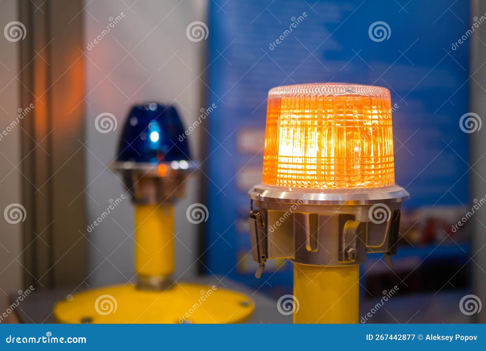 Close Up of Alarm Lamp Signal Warning Flashing Lights for Industrial