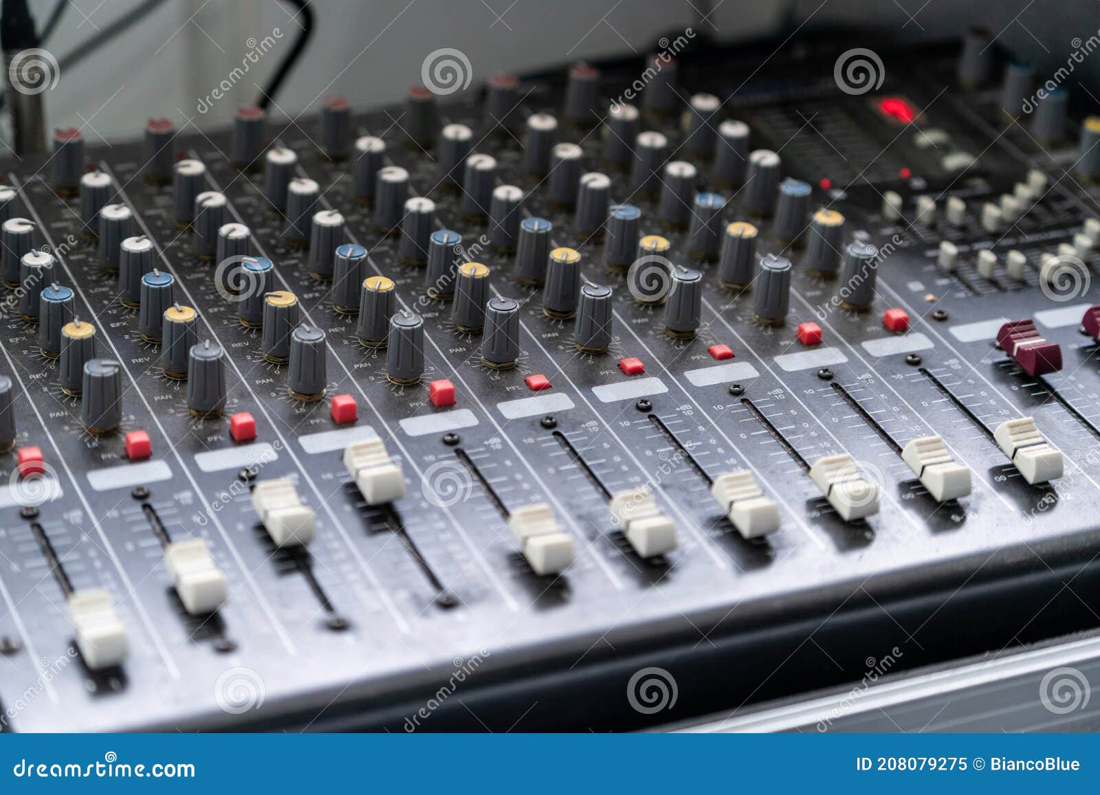 Close Up of Amplifier Mixer and Equalizer. Stock Image Image of
