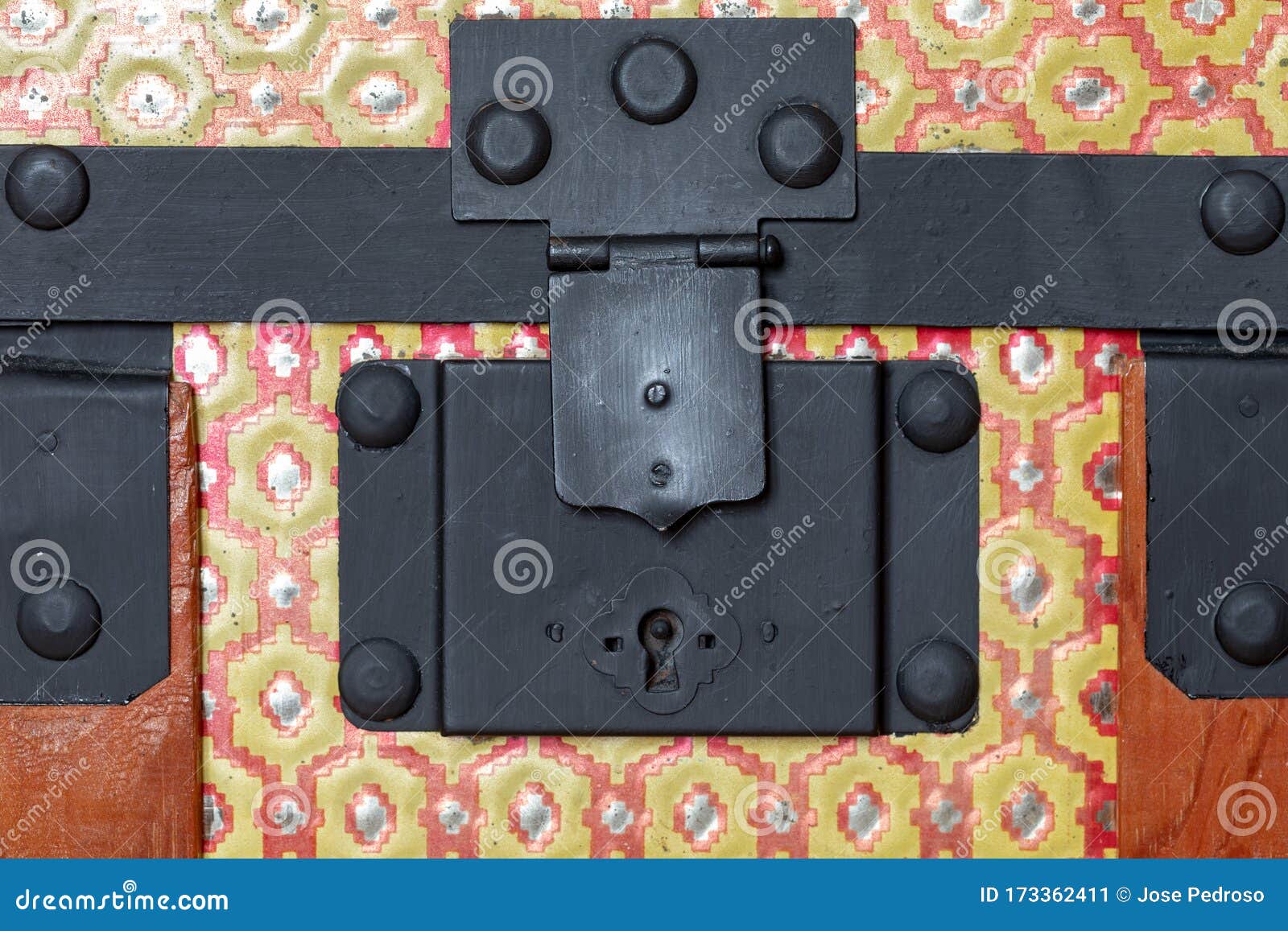 Closeup Antique Chest Lock. Isolated on White Background Stock Image