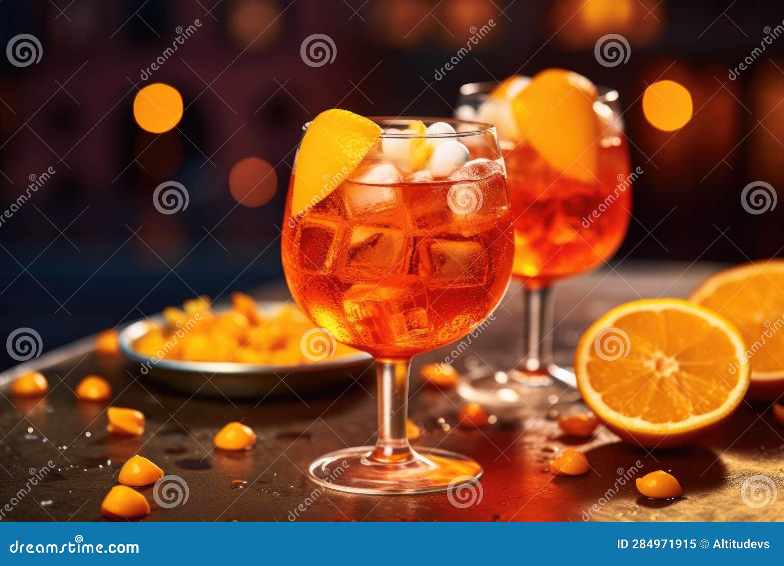 Aperol Spritz Glass with Orange Slice · Creative Fabrica