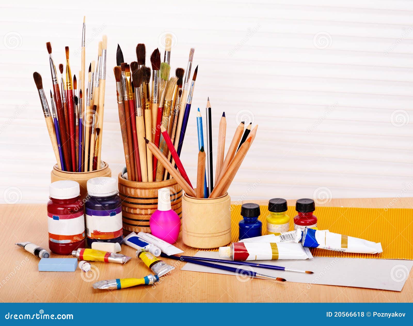 Close up of art utensils. stock photo. Image of supplies 20566618