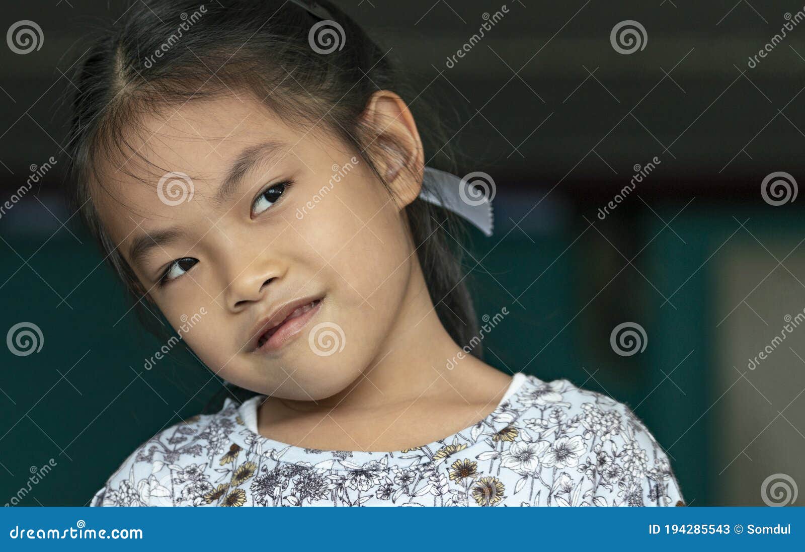 Close Up Asian Child Girl with Cute Face and Feeling, Bright Eyes and ...