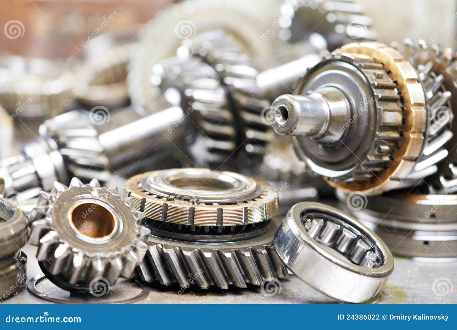 close-up of automobile engine gears