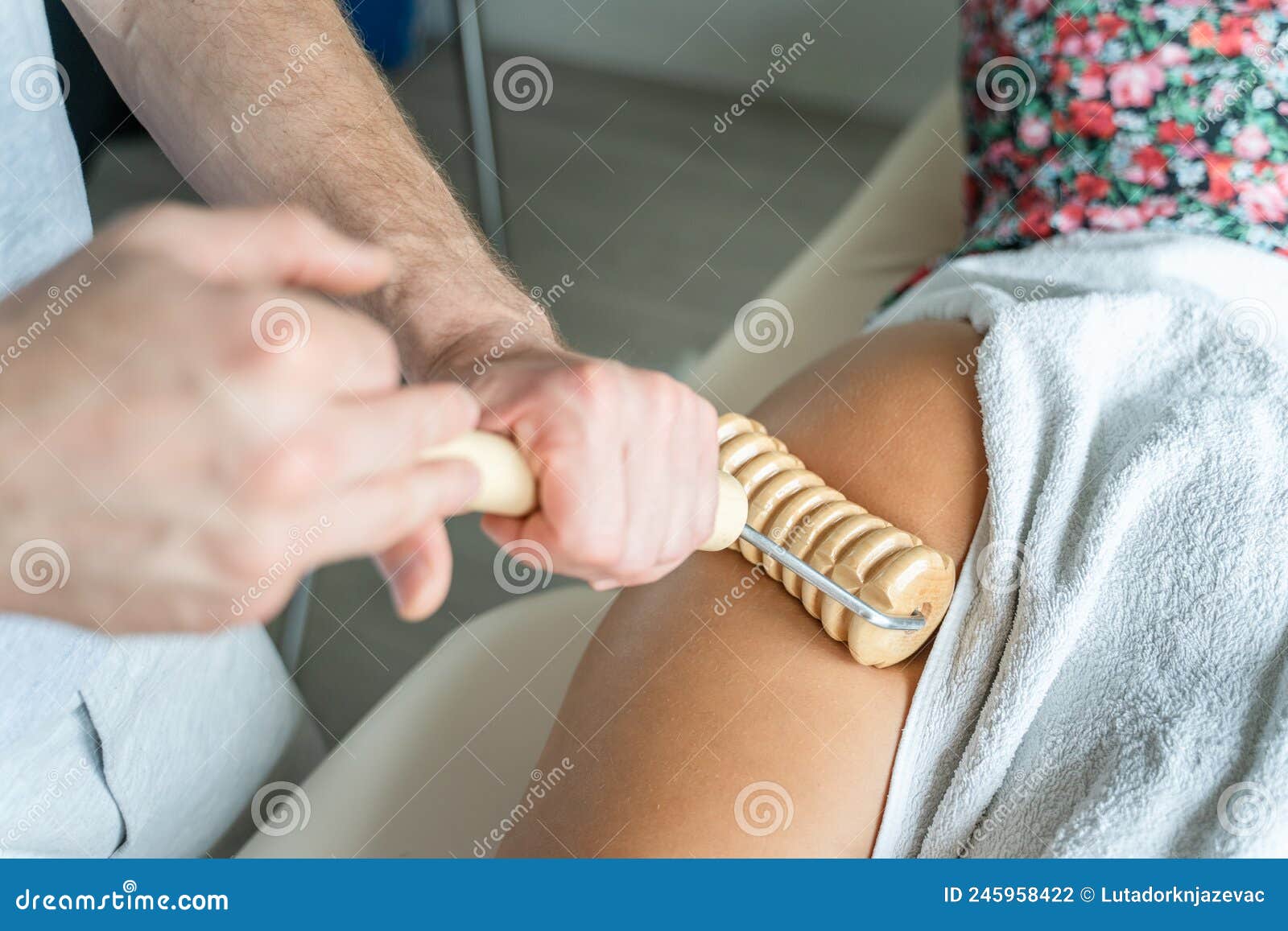 Unknown Caucasian woman having madero therapy massage anti