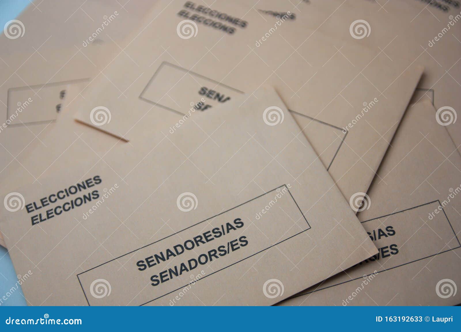 close-up of ballots for the election of senators in catalan and spanish