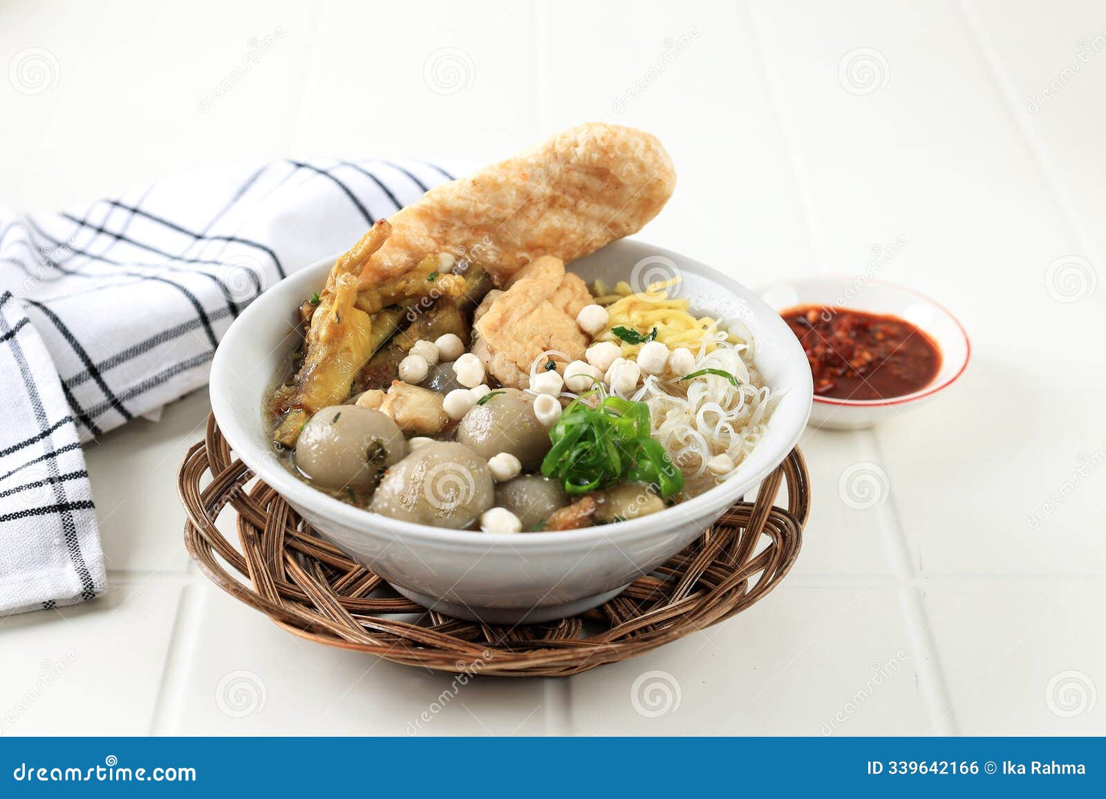 close up baso aci bandung on white bowl