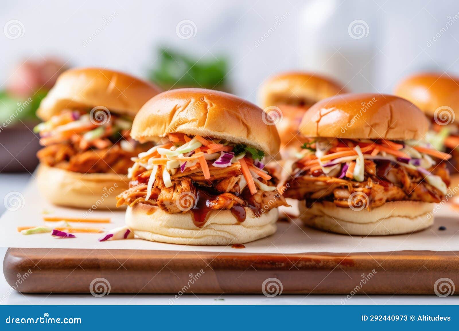 Closeup of Bbq Jackfruit Sliders with Coleslaw Stock Image Image of