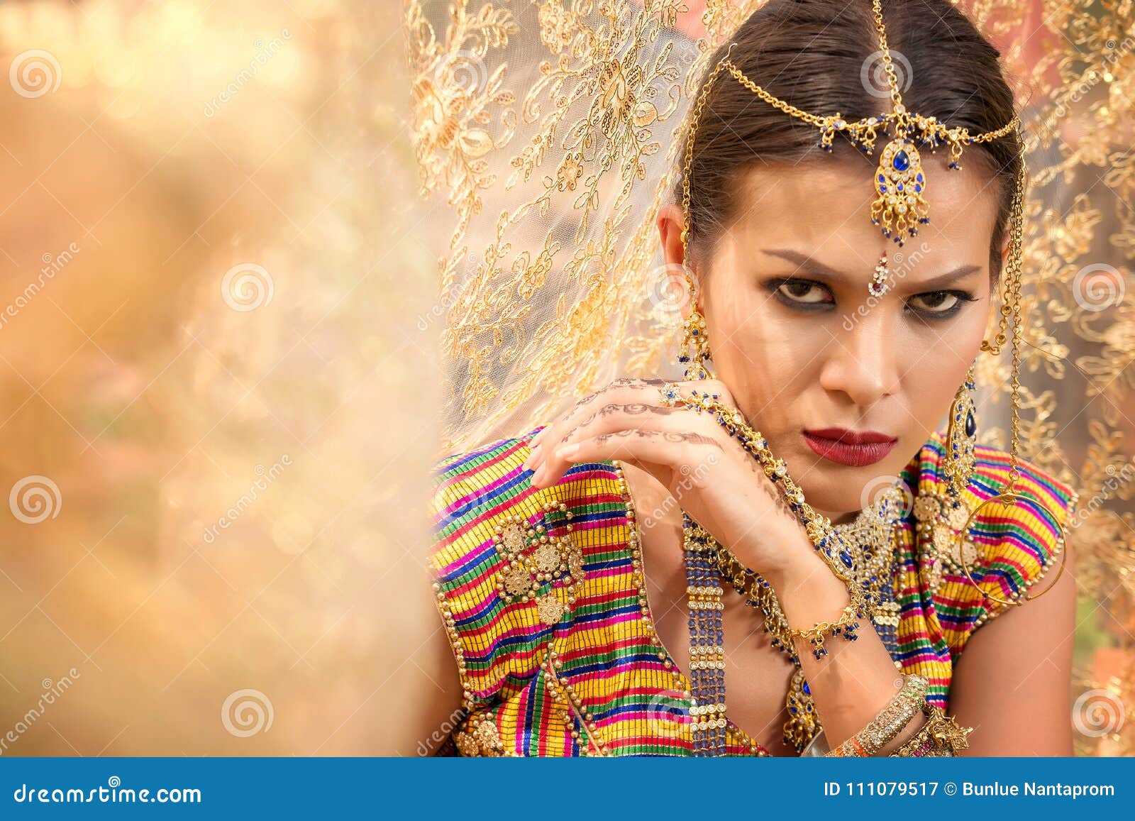 Close Up Beautiful Indian Girl Young Hindu Woman Model with Kundan ...